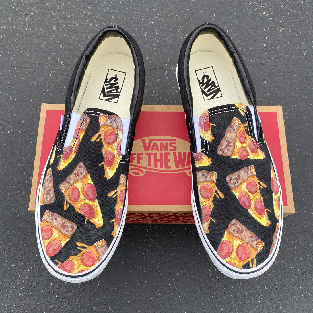 Custom Pizza Shoes - Pizza My Heart Slip-On Vans