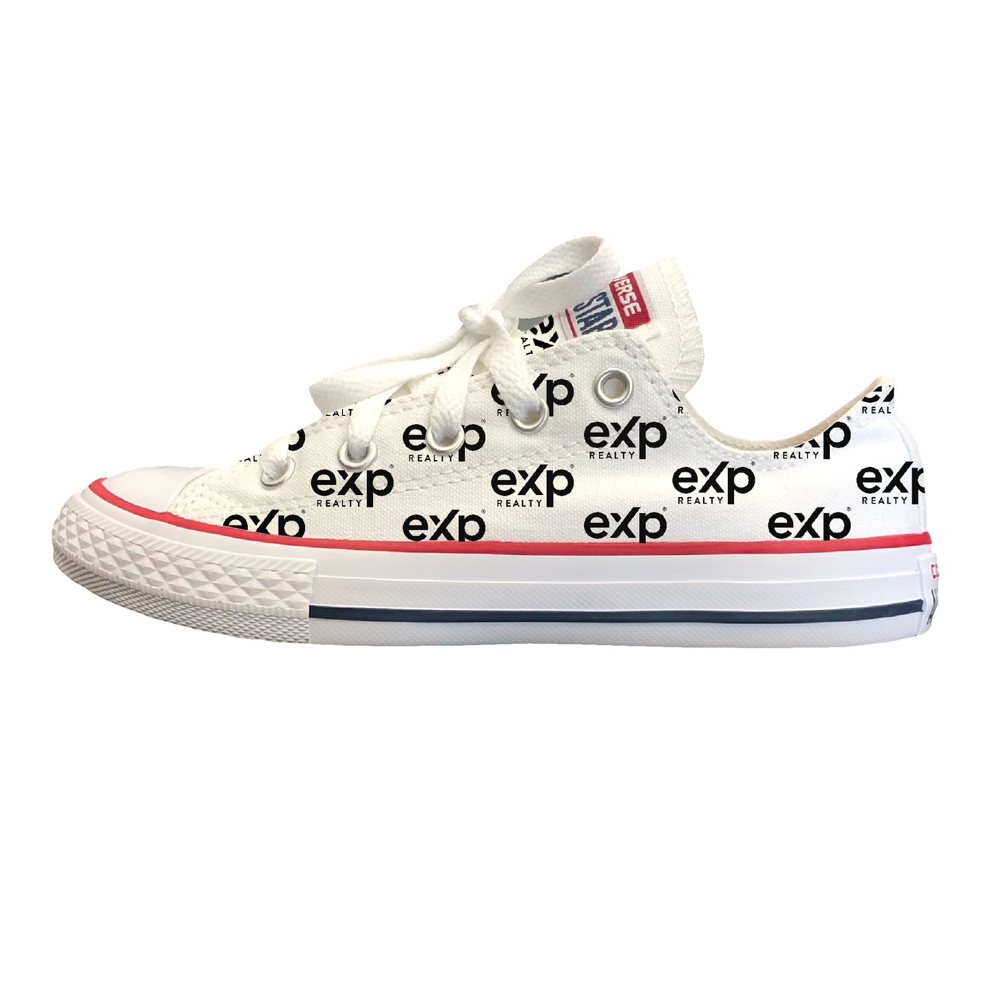 US Mens size 9.5 White Converse Low Top - Custom Brand Logo - Custom Order