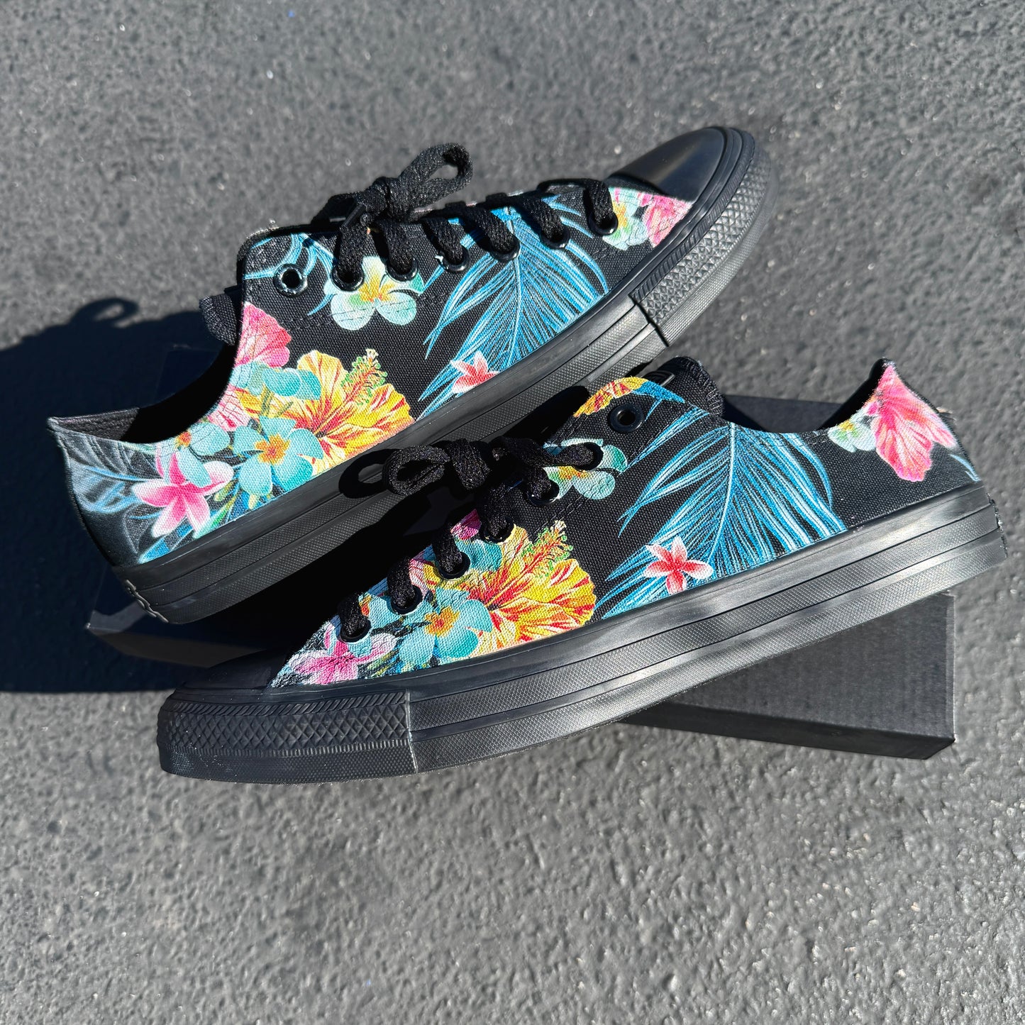 floral converse black black custom