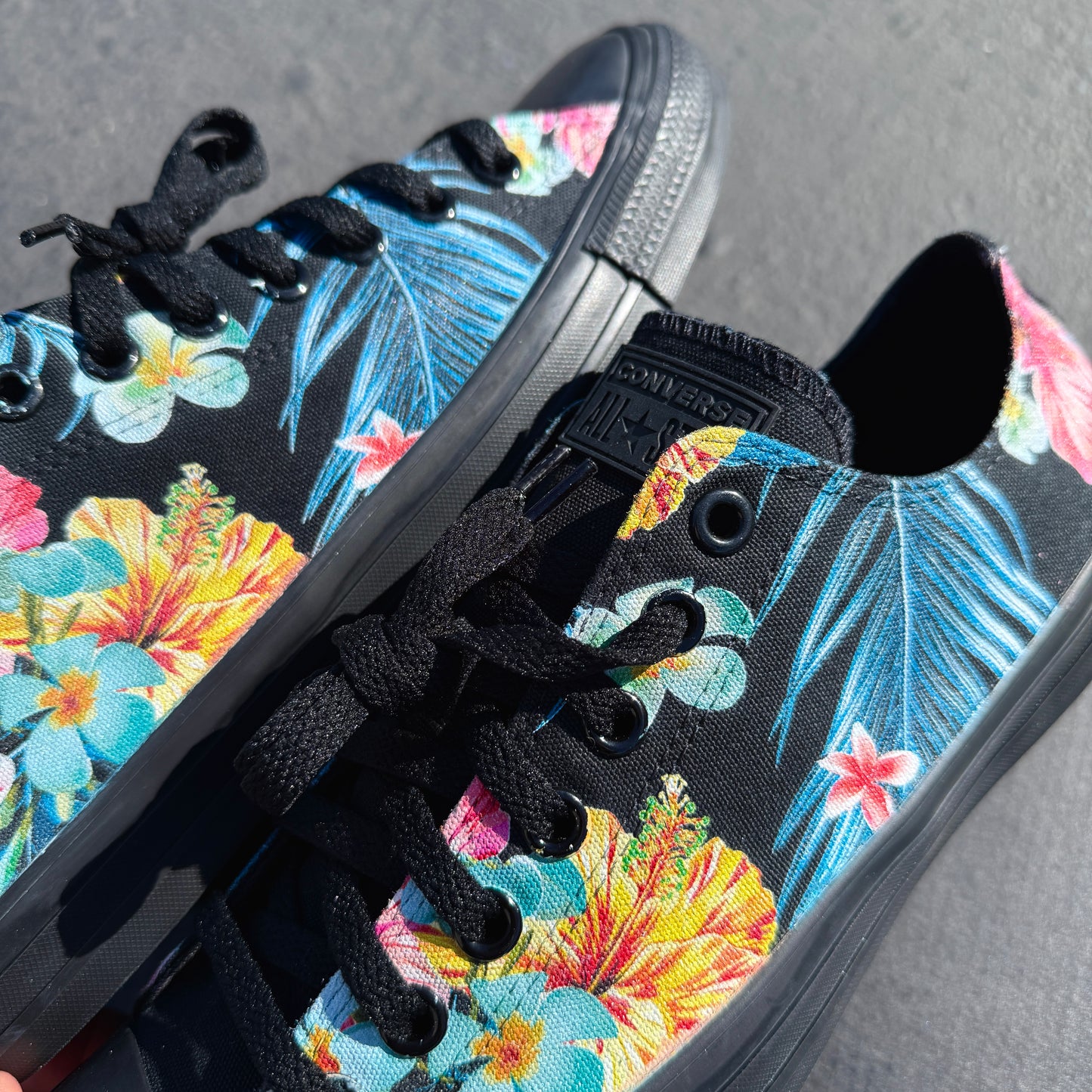 floral converse black black custom