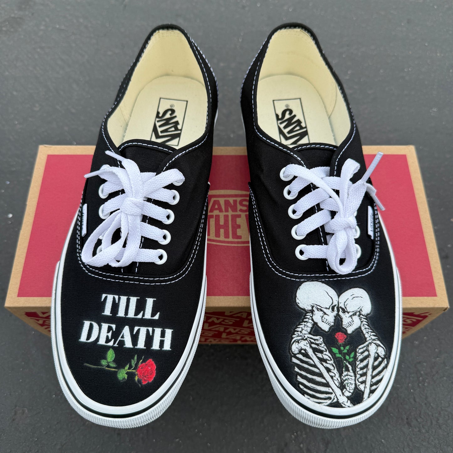 till death kissing skeleton Vans shoes wedding
