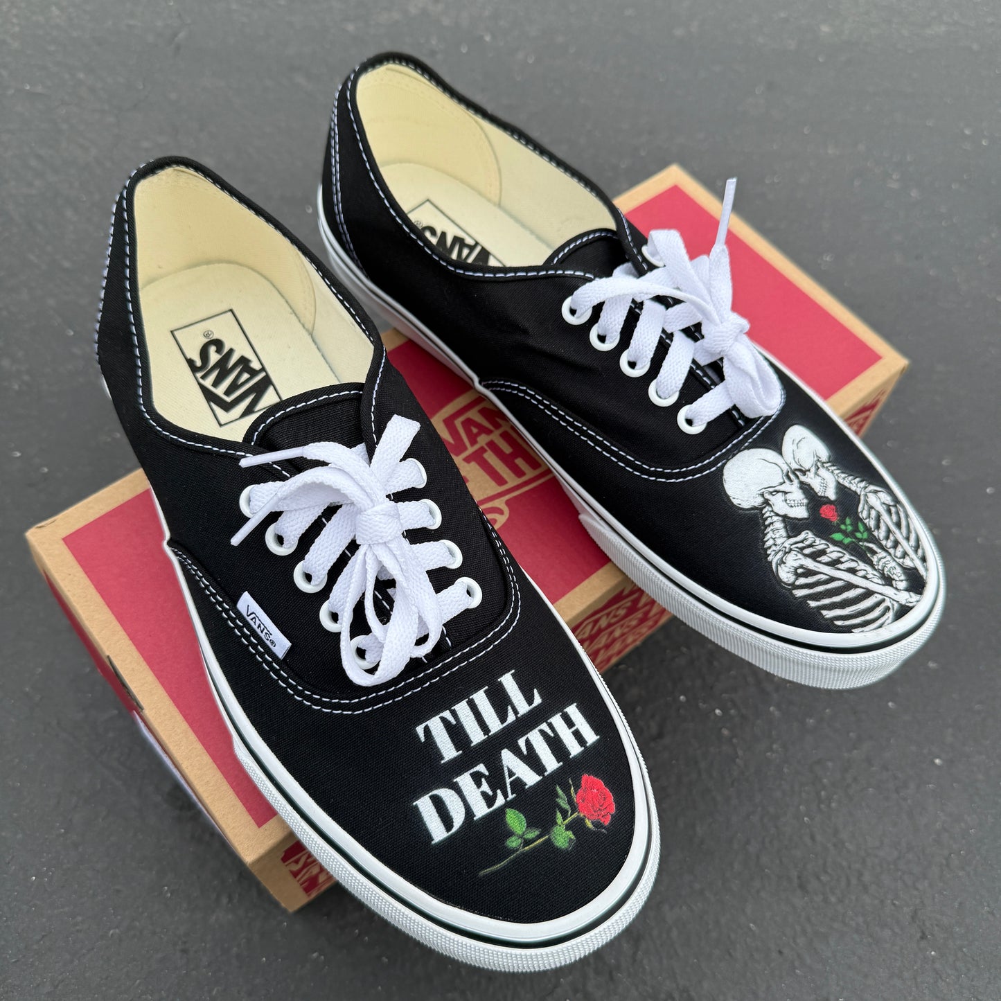 till death kissing skeleton Vans shoes wedding