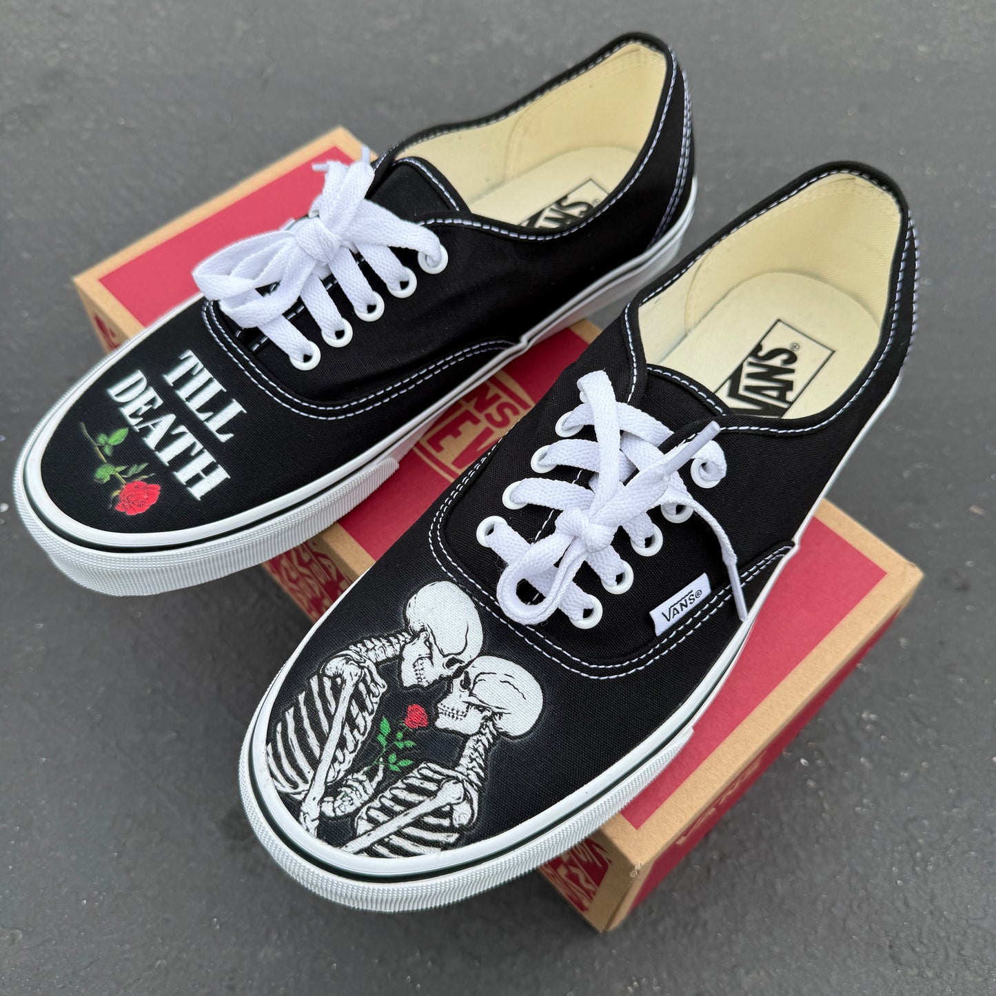 till death kissing skeleton Vans shoes wedding