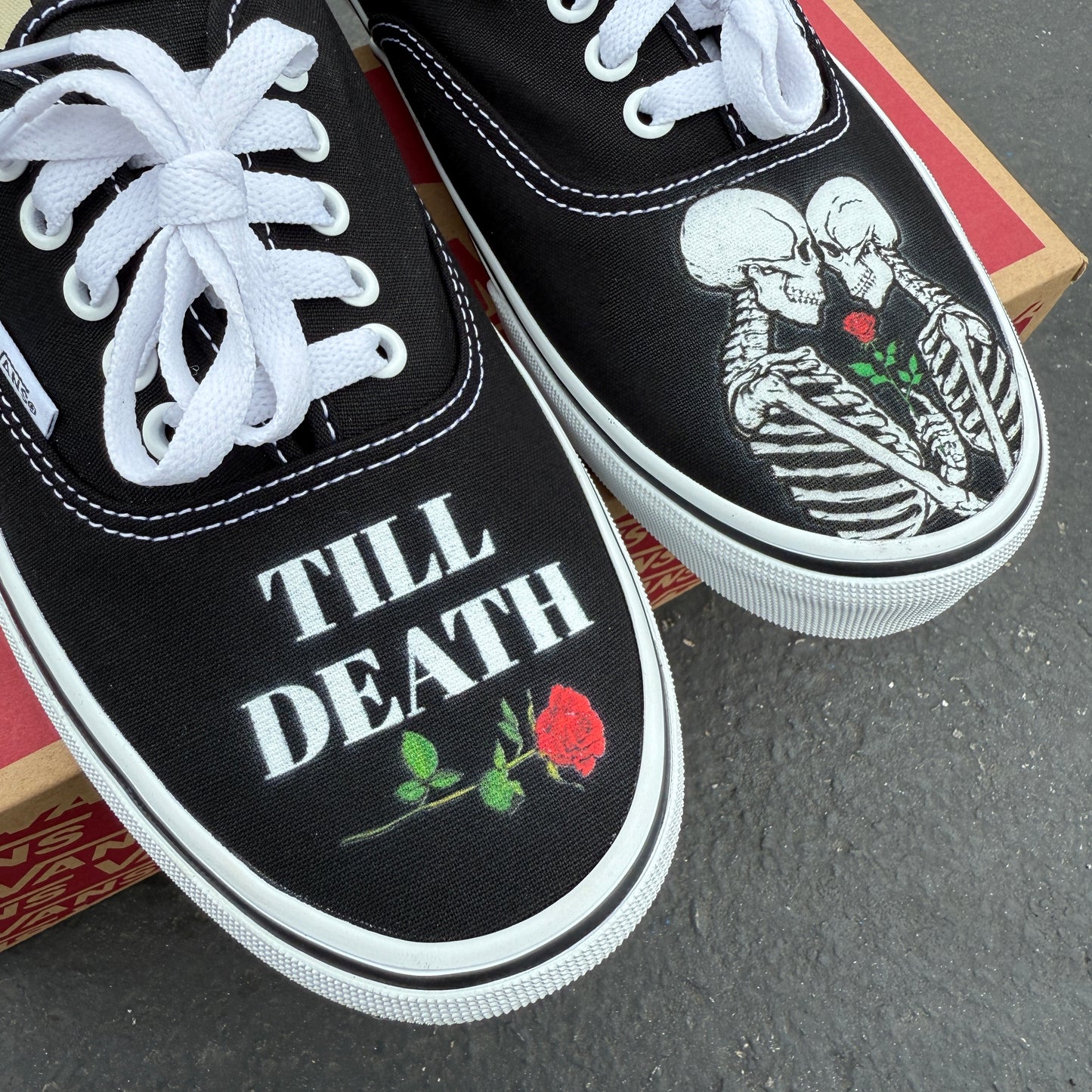 till death kissing skeleton Vans shoes wedding