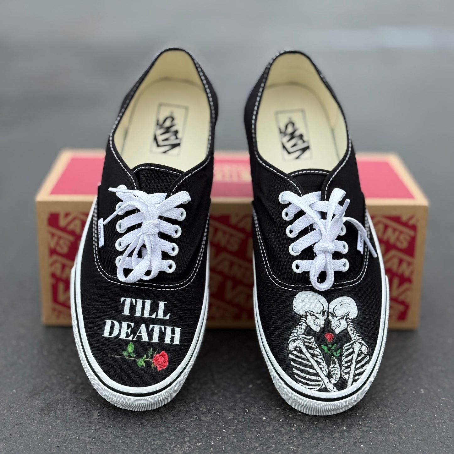 till death kissing skeleton Vans shoes wedding