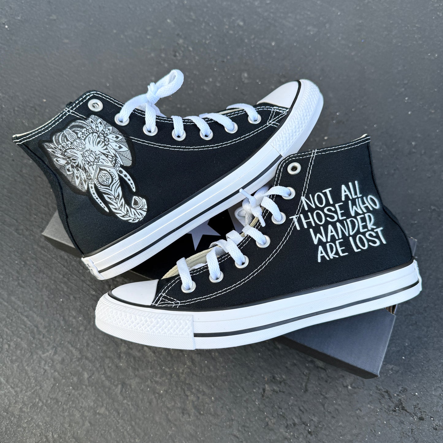Not All Those Who Wander Are Lost Elephant Converse Shoes Custom Sneakers
