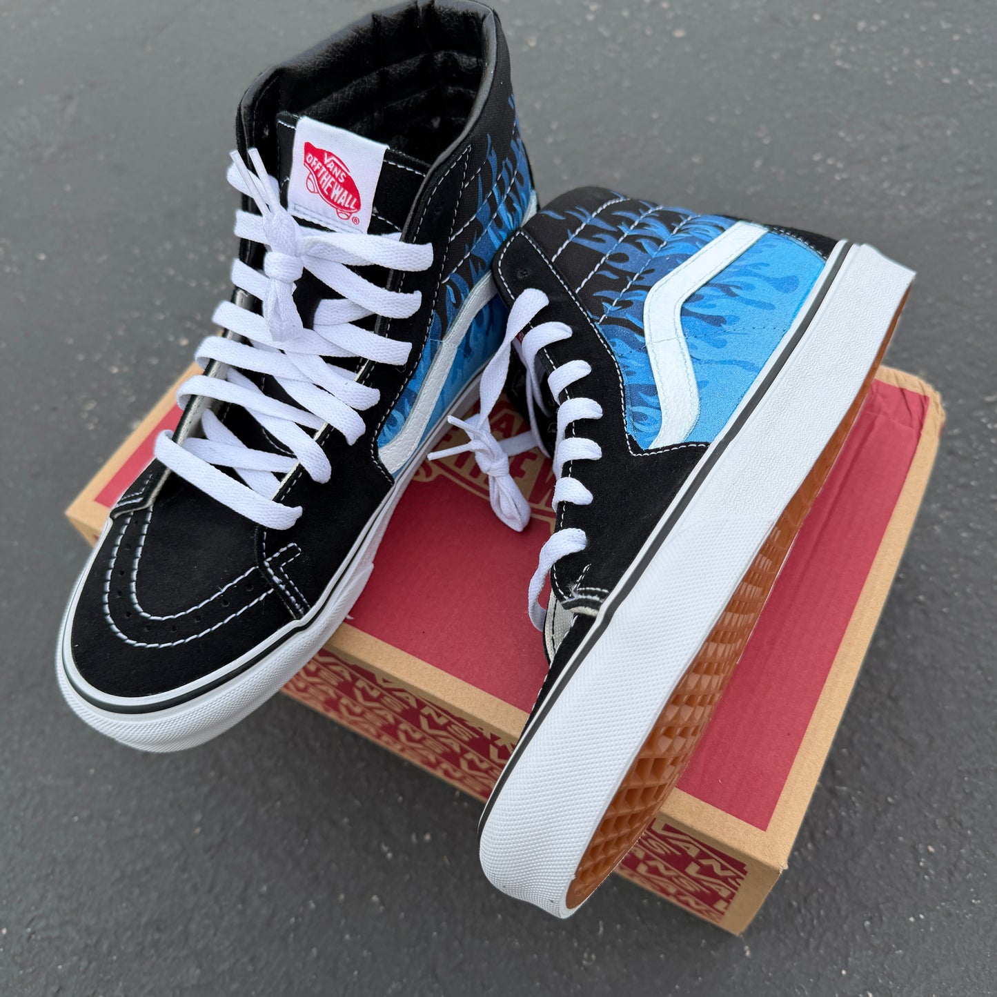 vans sk8 hi custom shoes flames
