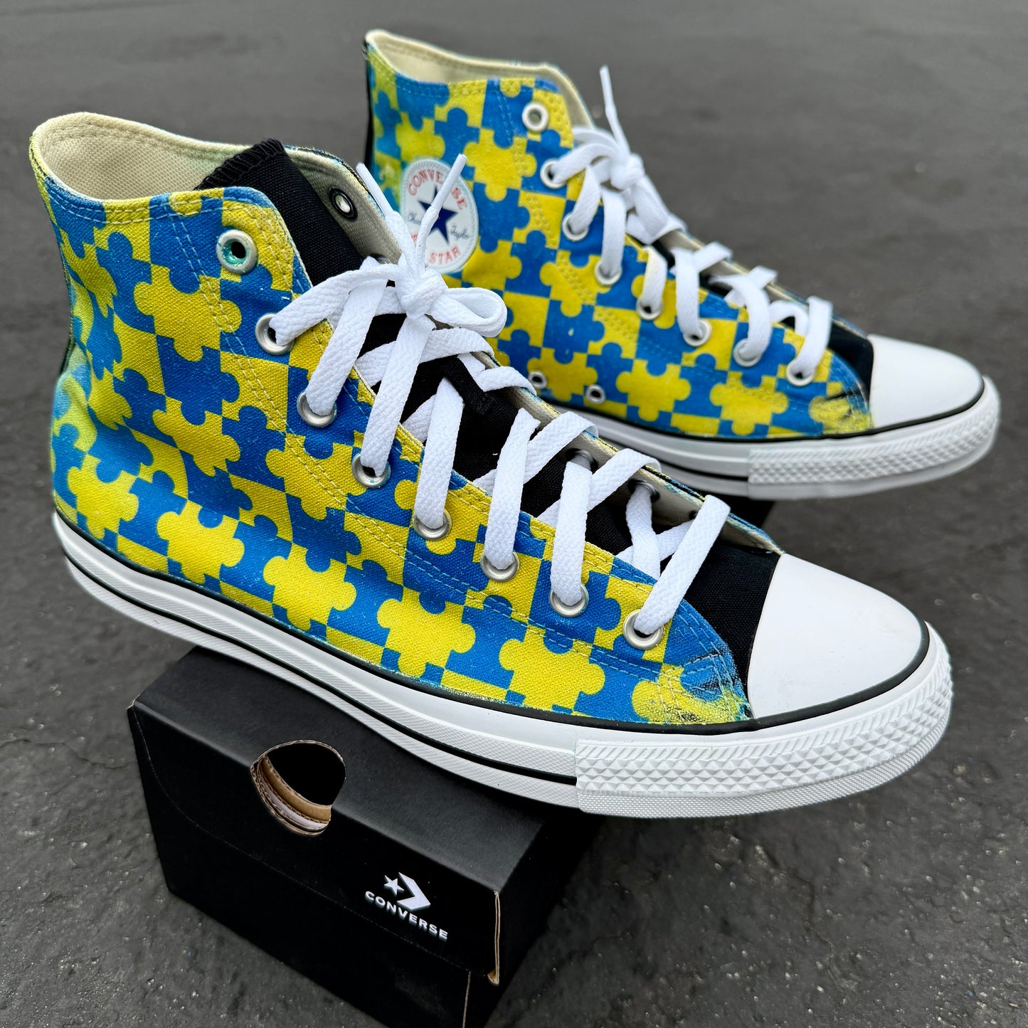 Down syndrome awareness high top converse chuck taylor shoes