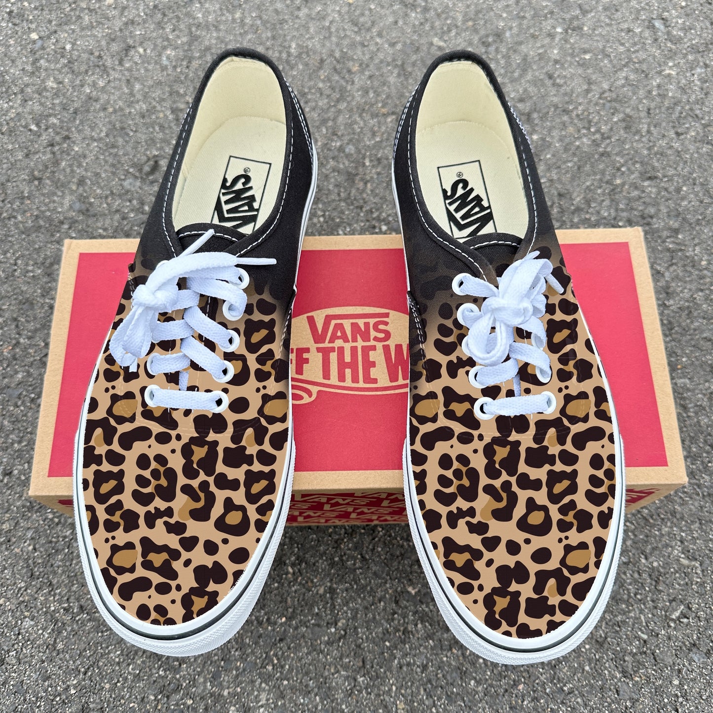 Jaguar Leopard Pattern Lace up Vans - Custom Vans Authentic Shoes