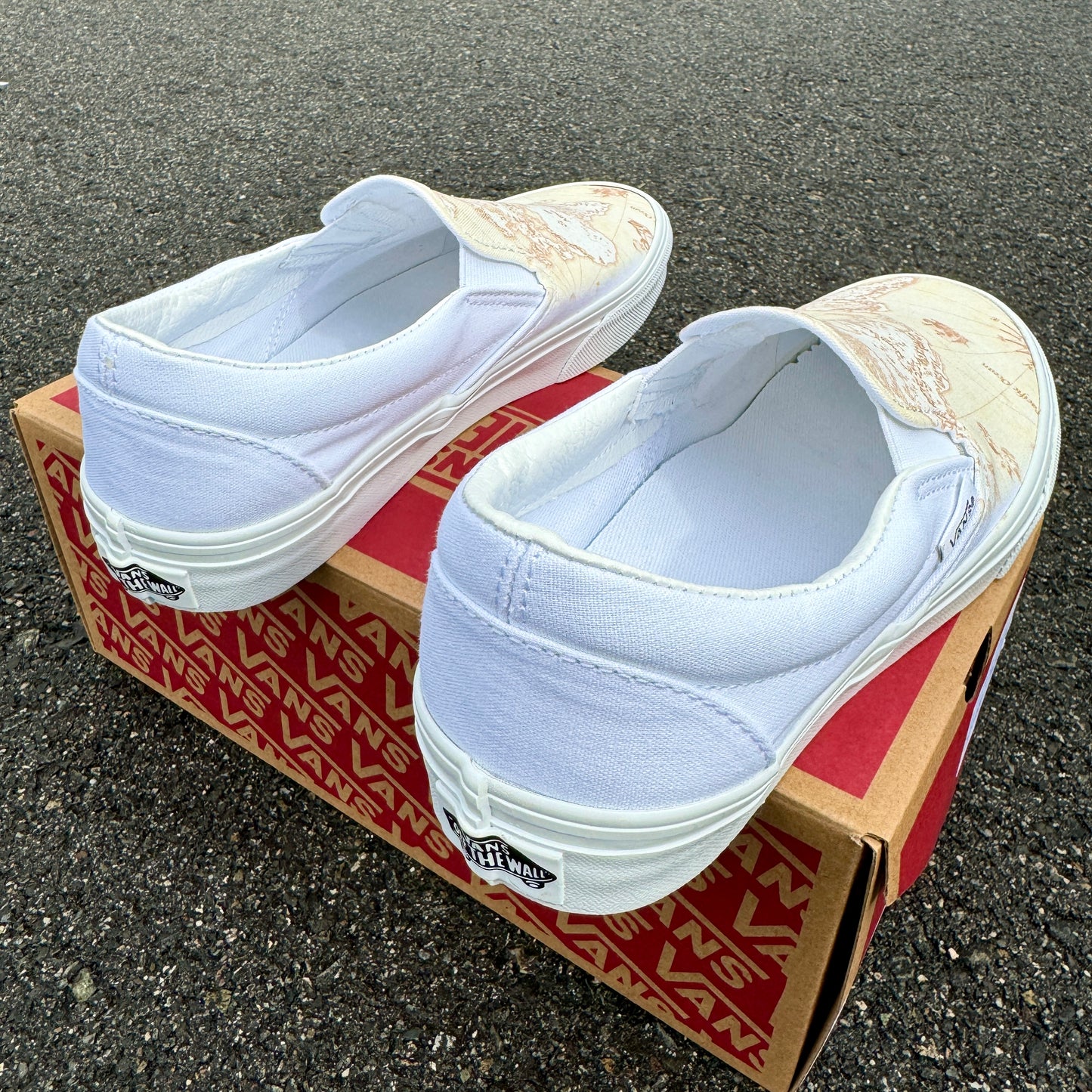 Vintage Map Vans Slip On Shoes