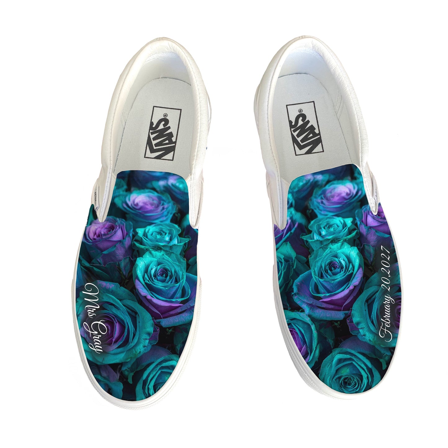 US Women's size 9 White Slip On Vans Custom Order