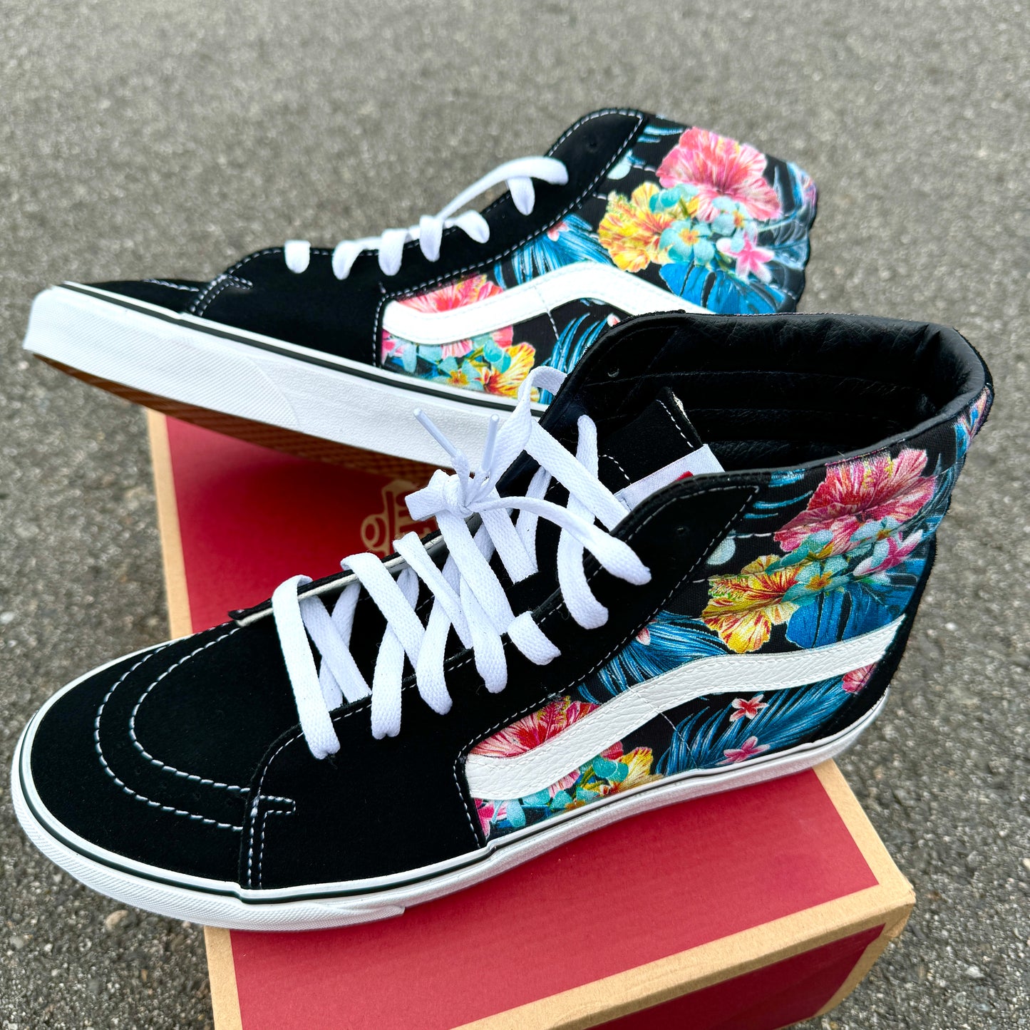 custom vans sk8-hi sneakers for women and men floral wedding