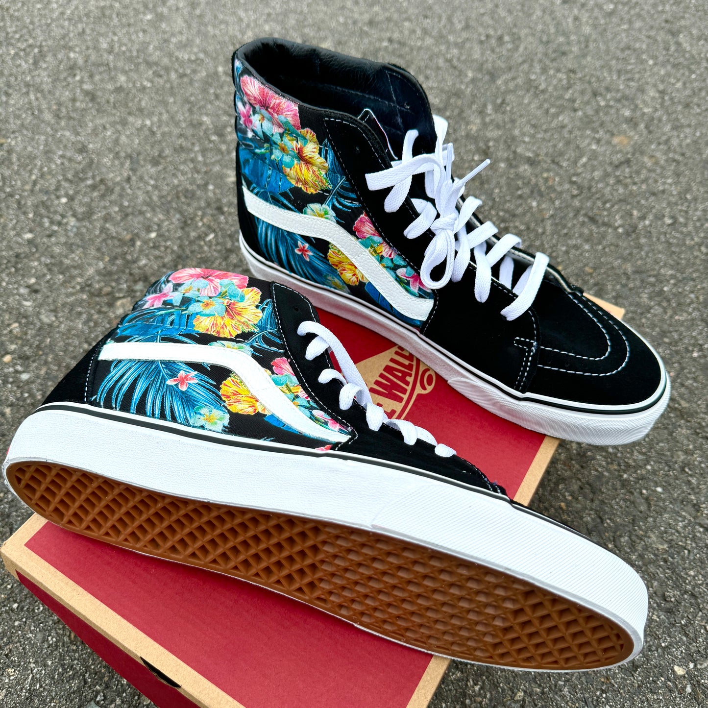 custom vans sk8-hi sneakers for women and men floral wedding