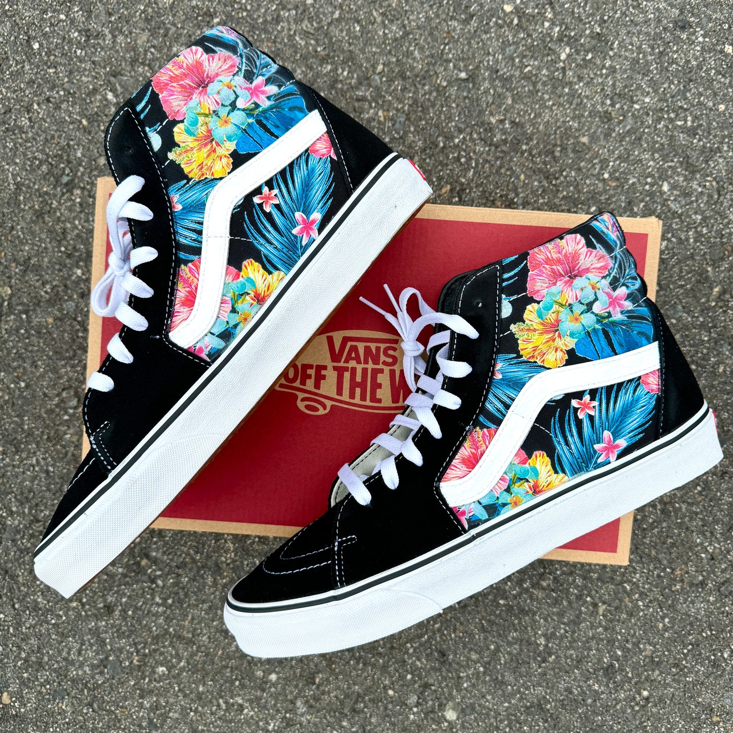 custom vans sk8-hi sneakers for women and men floral wedding