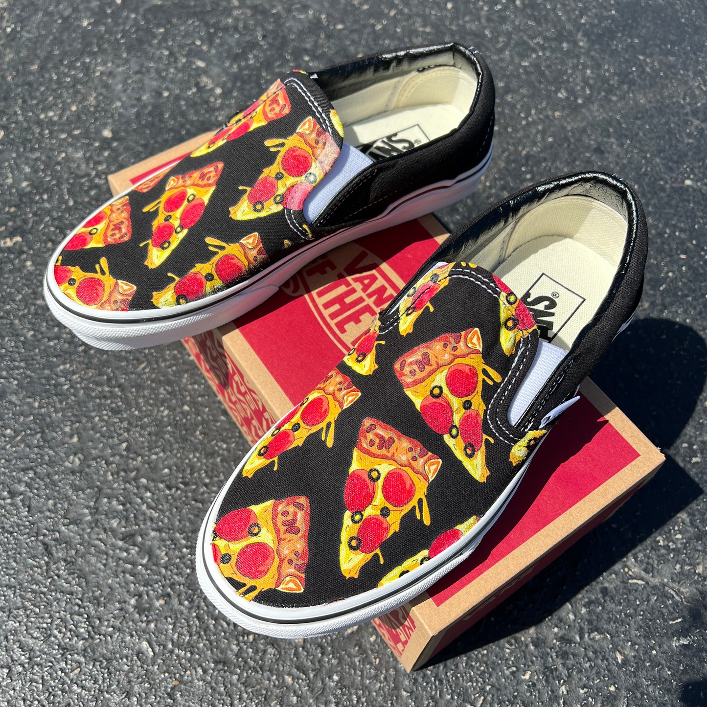 Slice O' Pizza Slip-Ons - Custom Pizza Slip On Vans Shoes