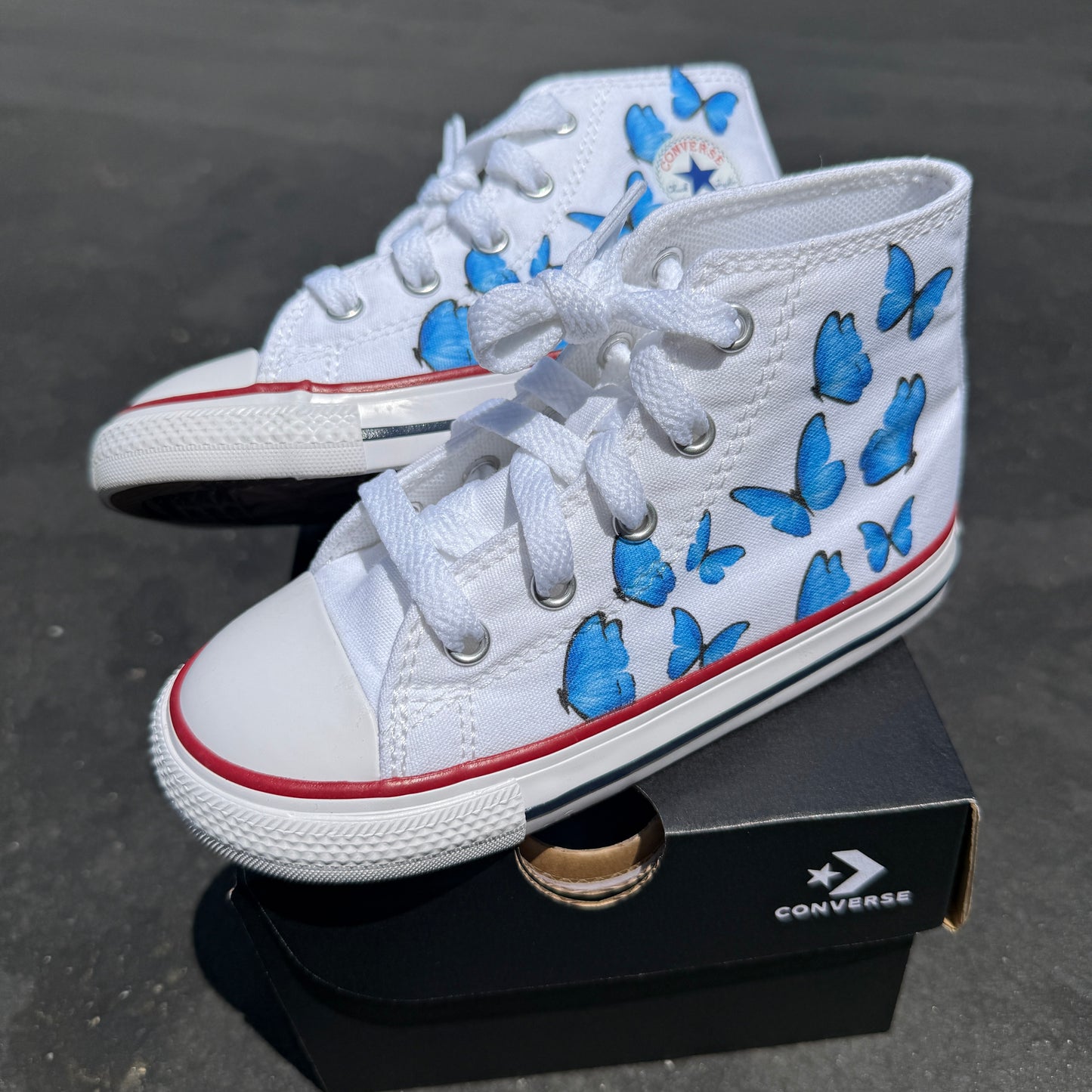Blue Butterfly Converse Shoes for Toddlers and Kids