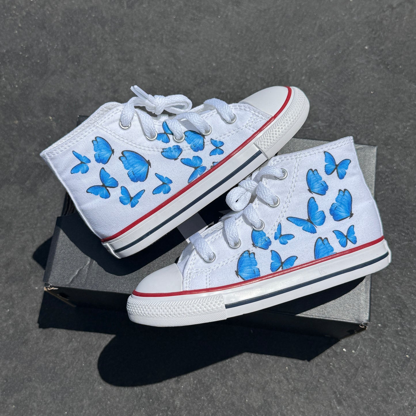 Blue Butterfly Converse Shoes for Toddlers and Kids