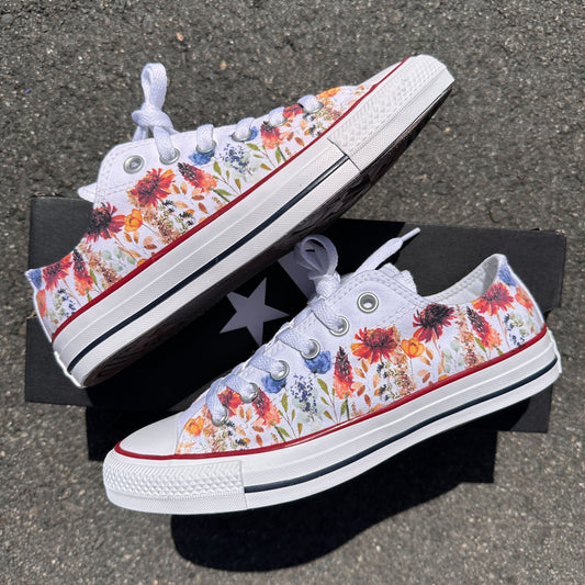 Flower Garden Summer Wedding - Custom Converse Shoes