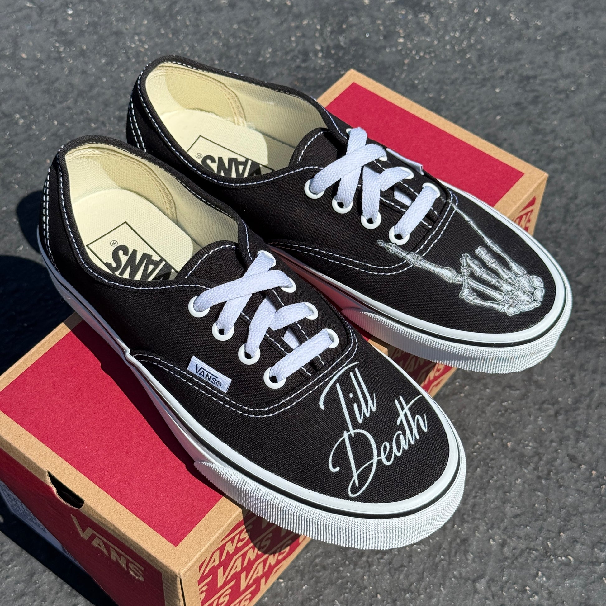 till death wedding vans authentic lace up shoes for men and women