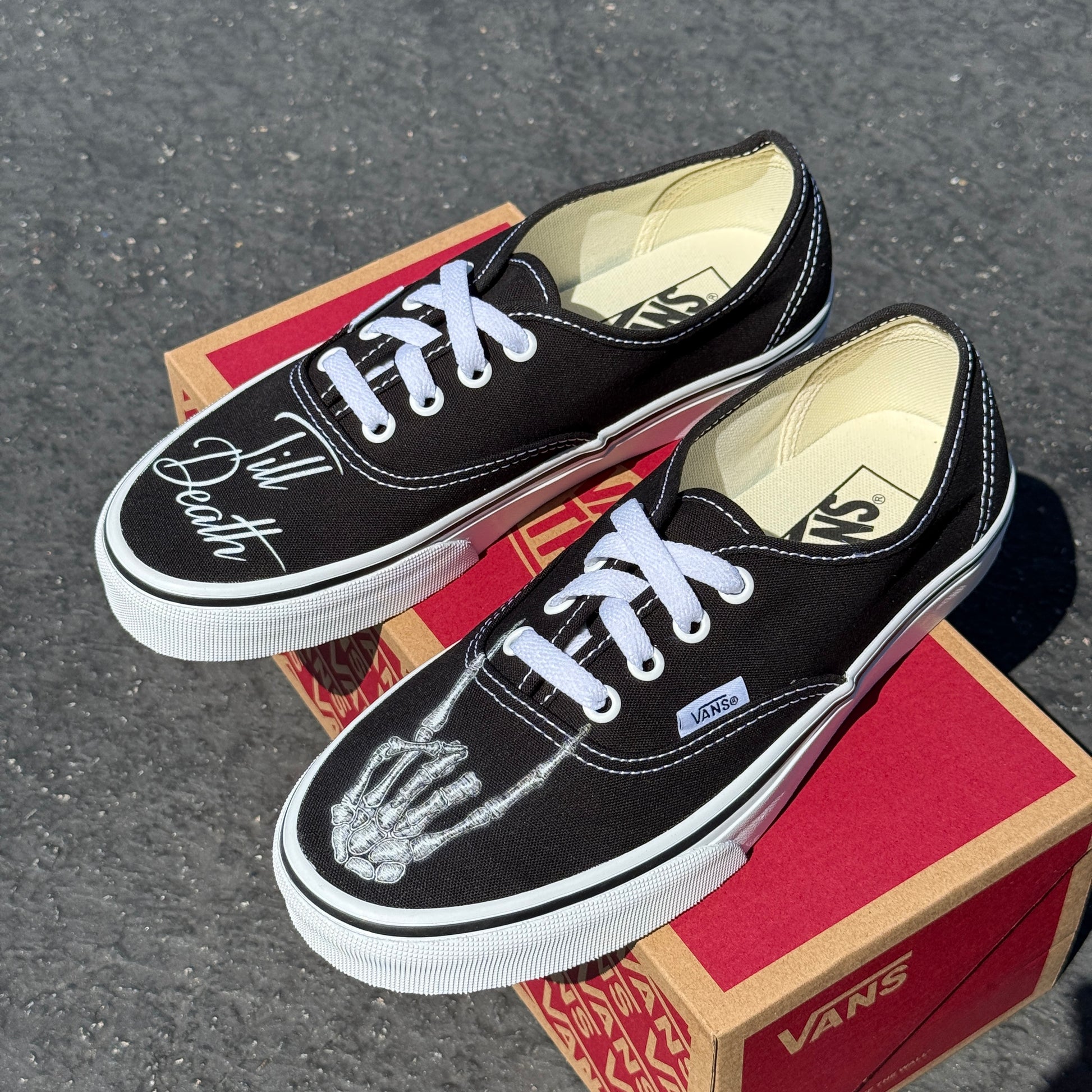 till death wedding vans authentic lace up shoes for men and women