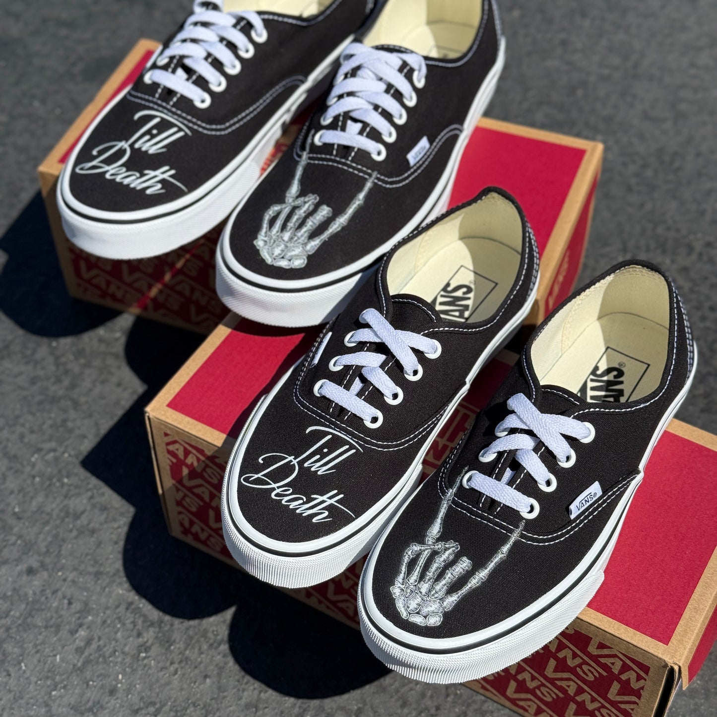 till death wedding vans authentic lace up shoes for men and women