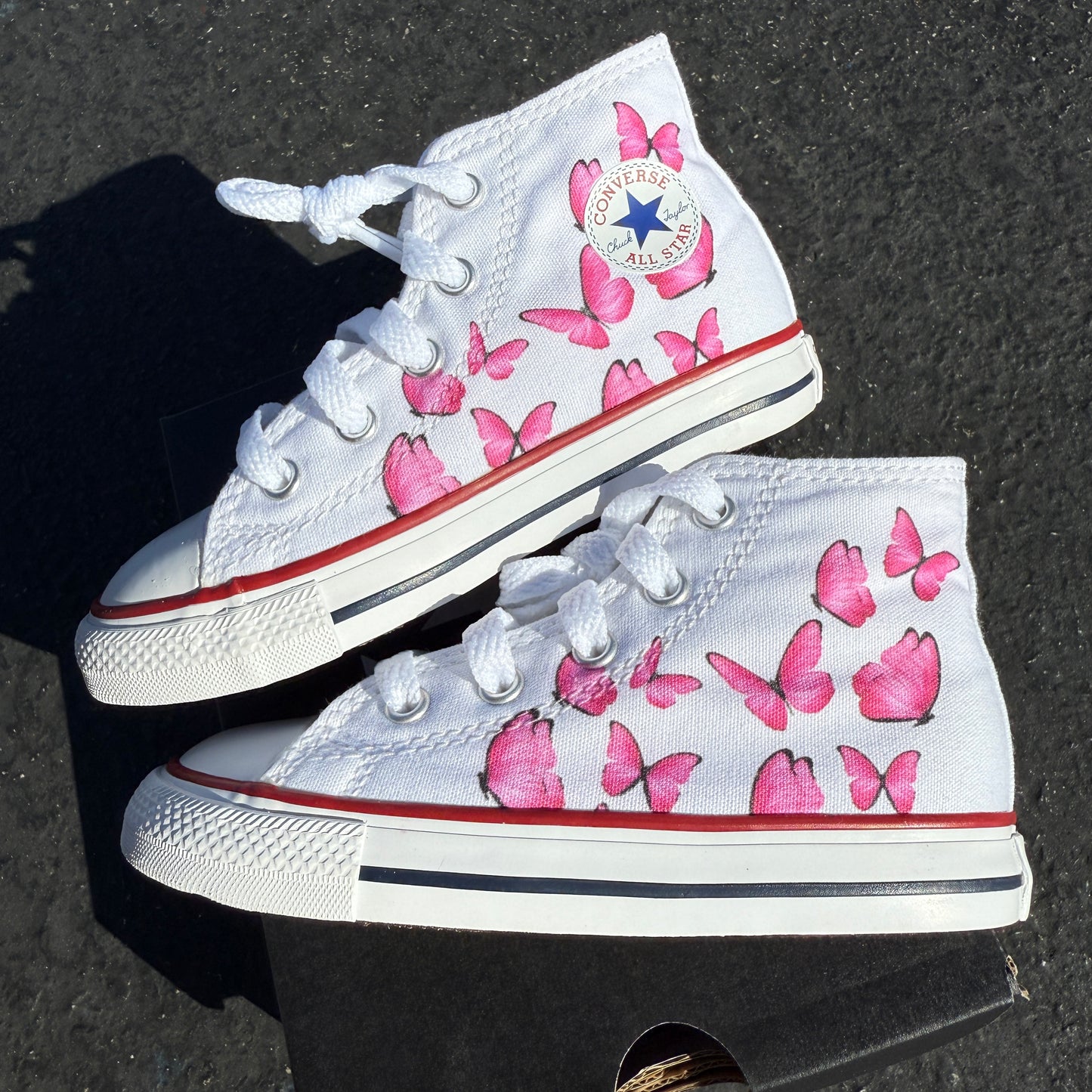 pink butterfly converse chuck Taylor for kids infant toddler customized shoe