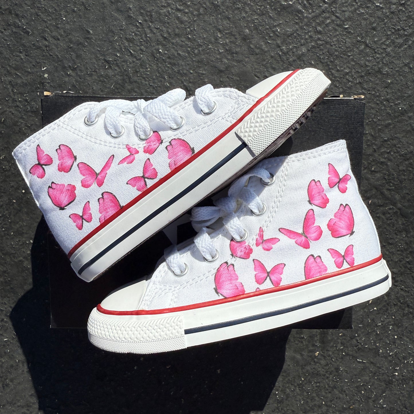 pink butterfly converse chuck Taylor for kids infant toddler customized shoe