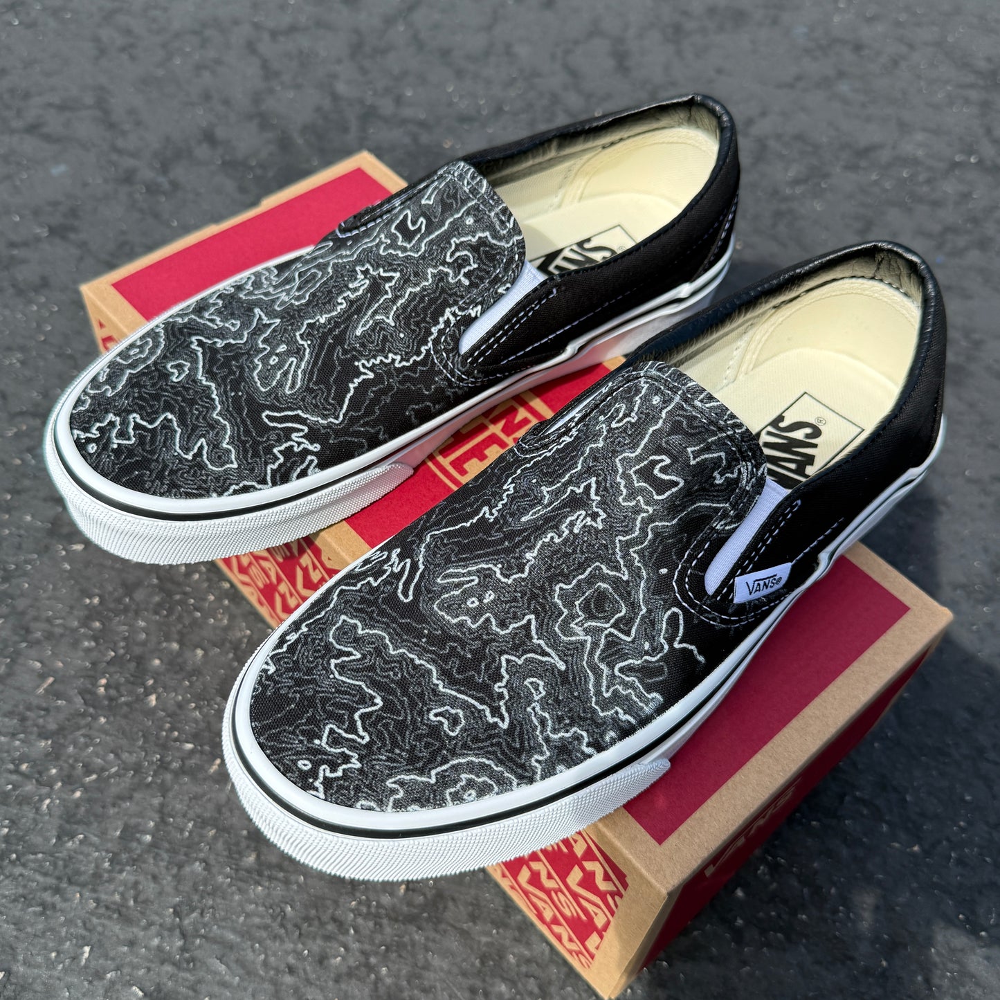 Topographical Map - Custom Vans Slip On Shoes