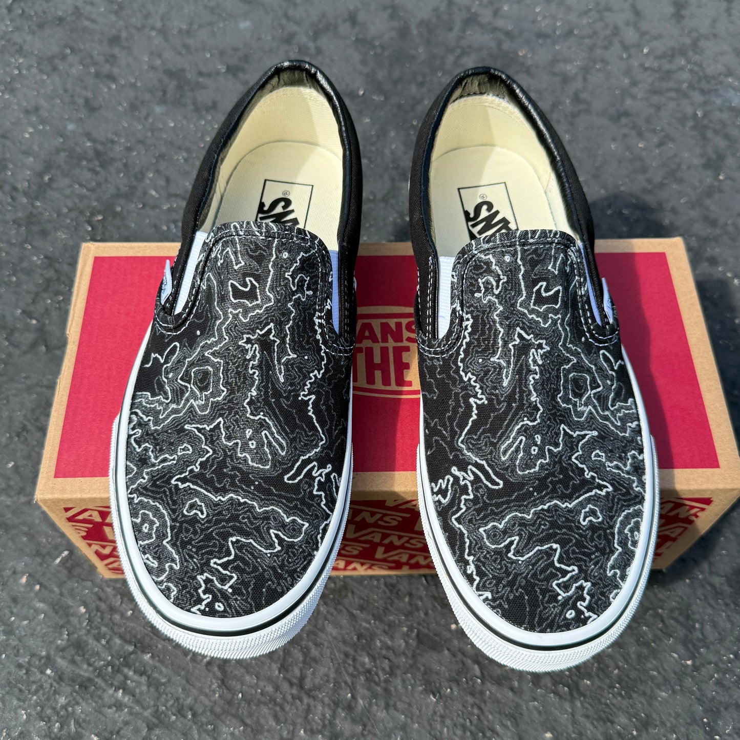 Topographical Map - Custom Vans Slip On Shoes