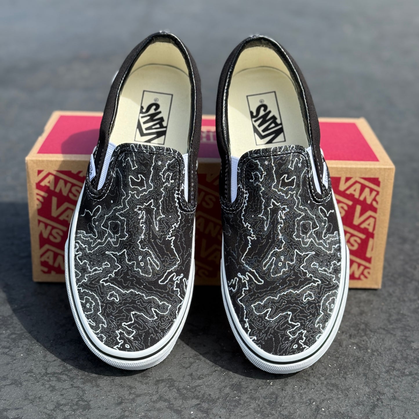 Topographical Map - Custom Vans Slip On Shoes