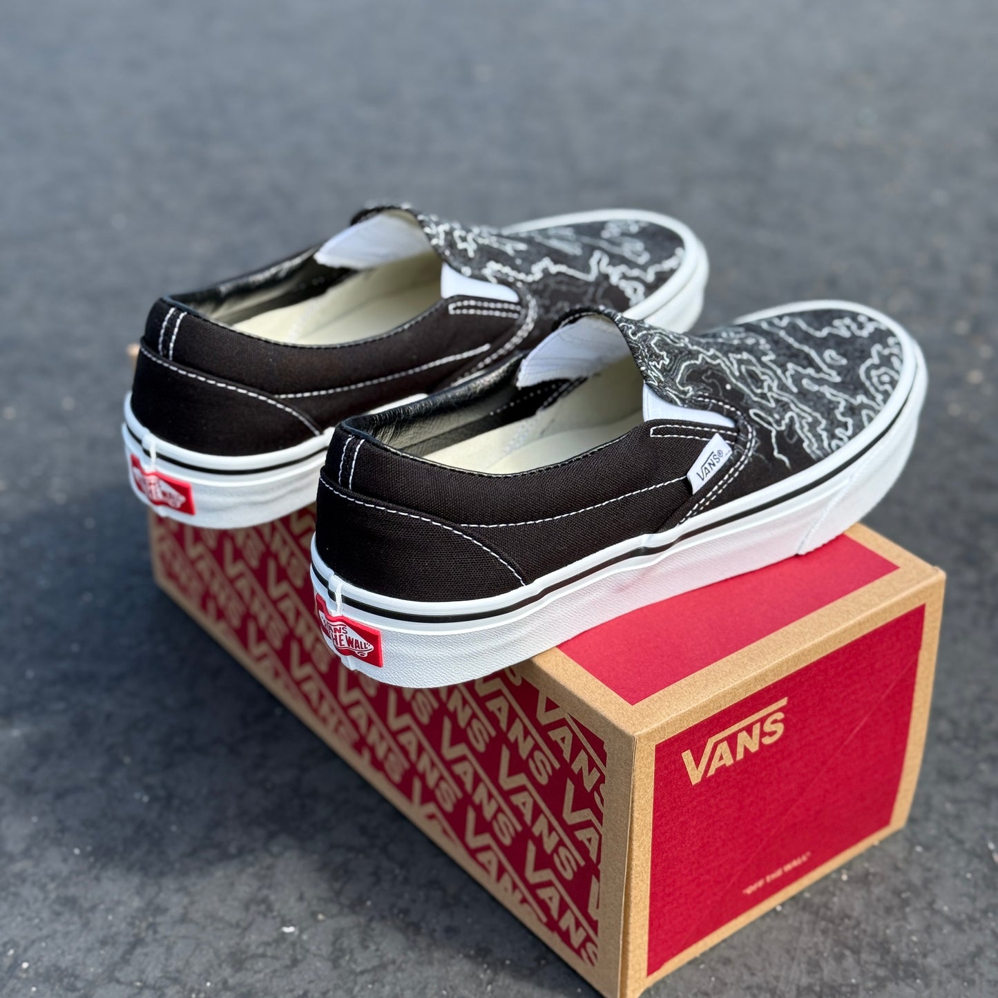 Topographical Map - Custom Vans Slip On Shoes