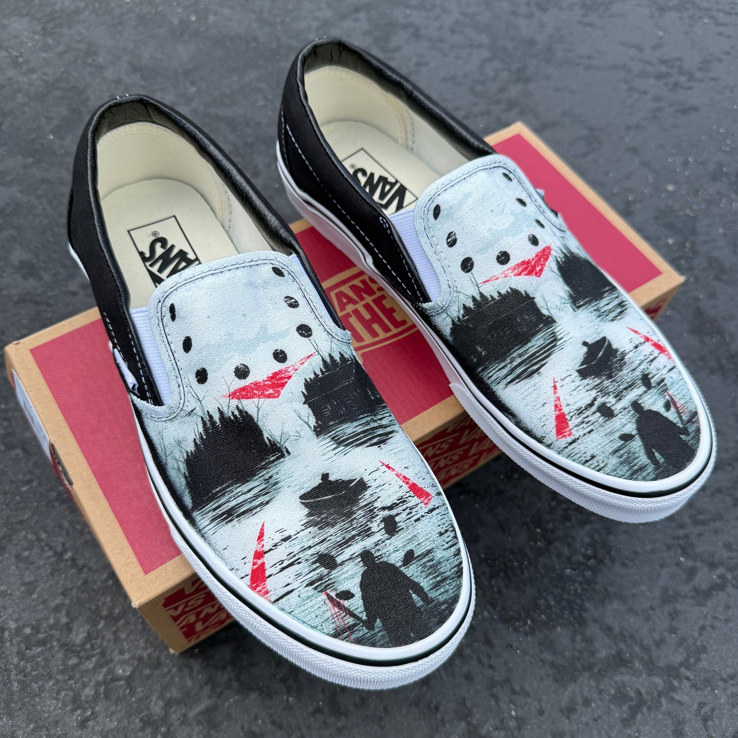 Jason mask Friday the 13th custom vans slip on shoes