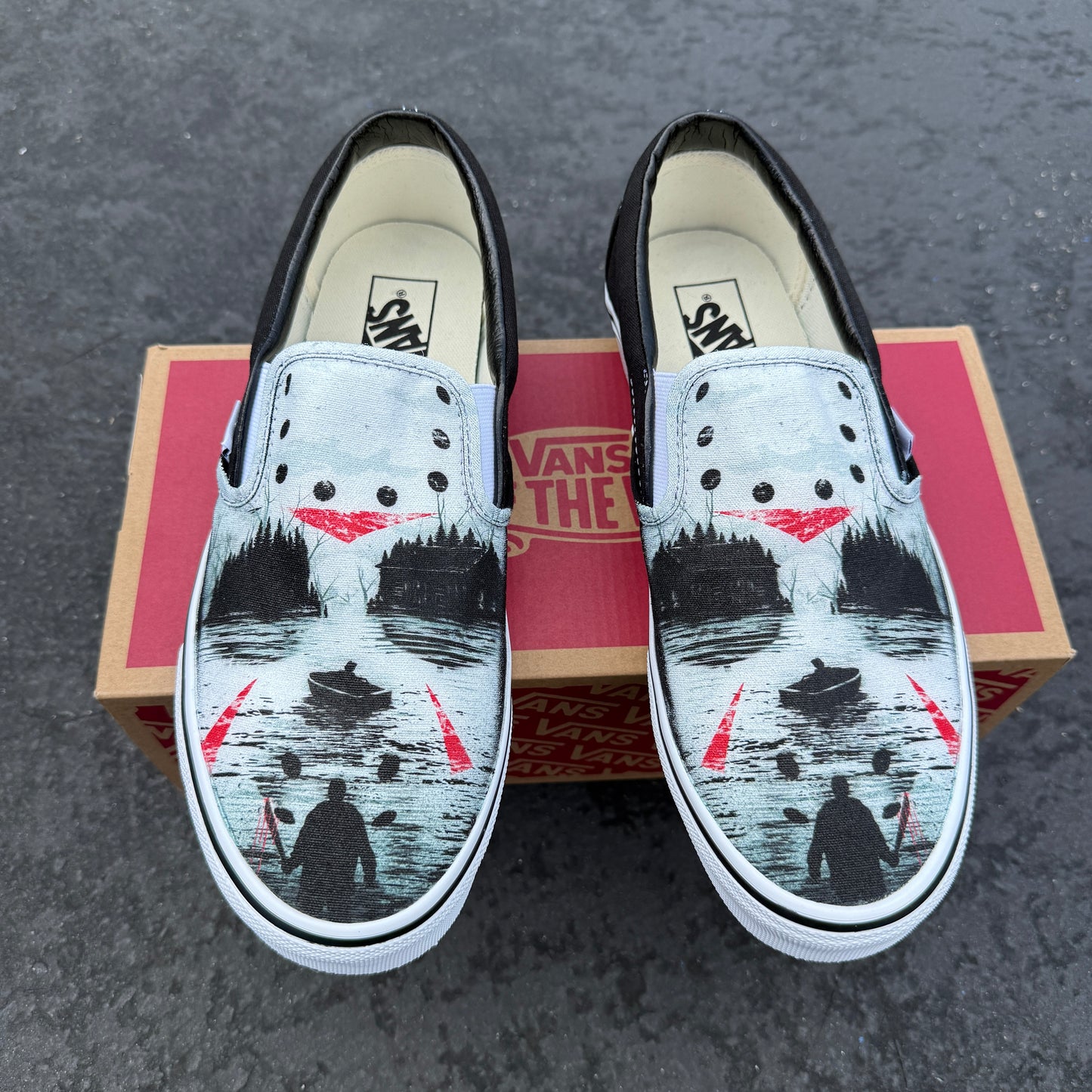 Jason mask Friday the 13th custom vans slip on shoes