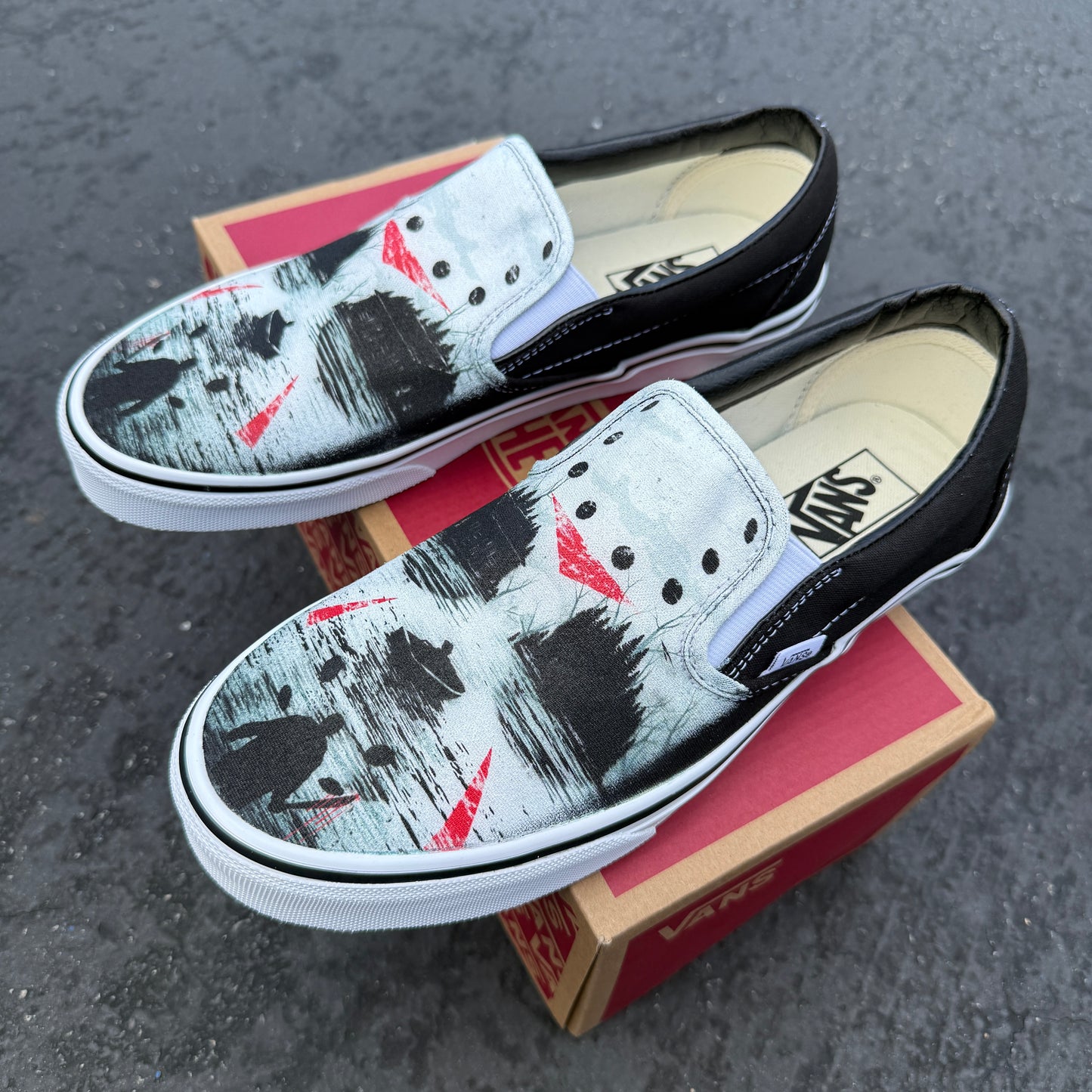 Jason mask Friday the 13th custom vans slip on shoes