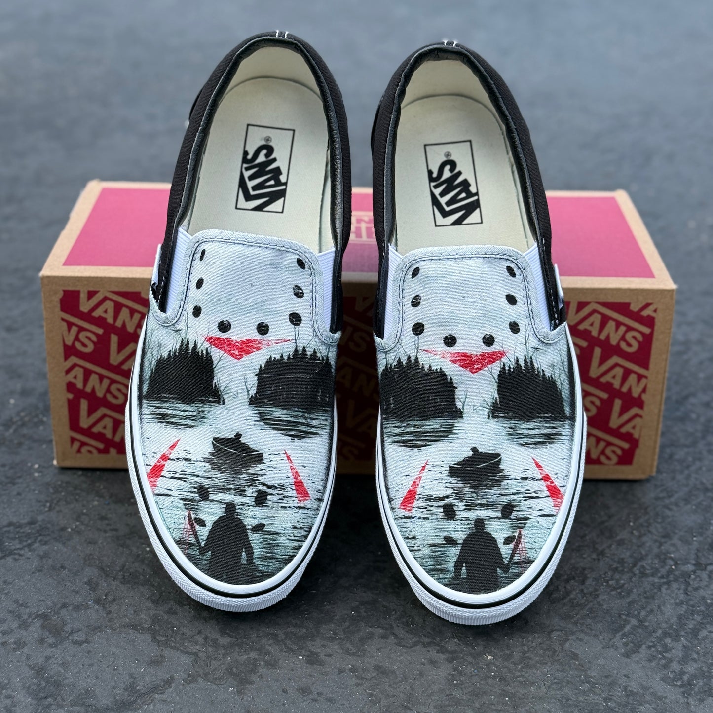 Jason mask Friday the 13th custom vans slip on shoes