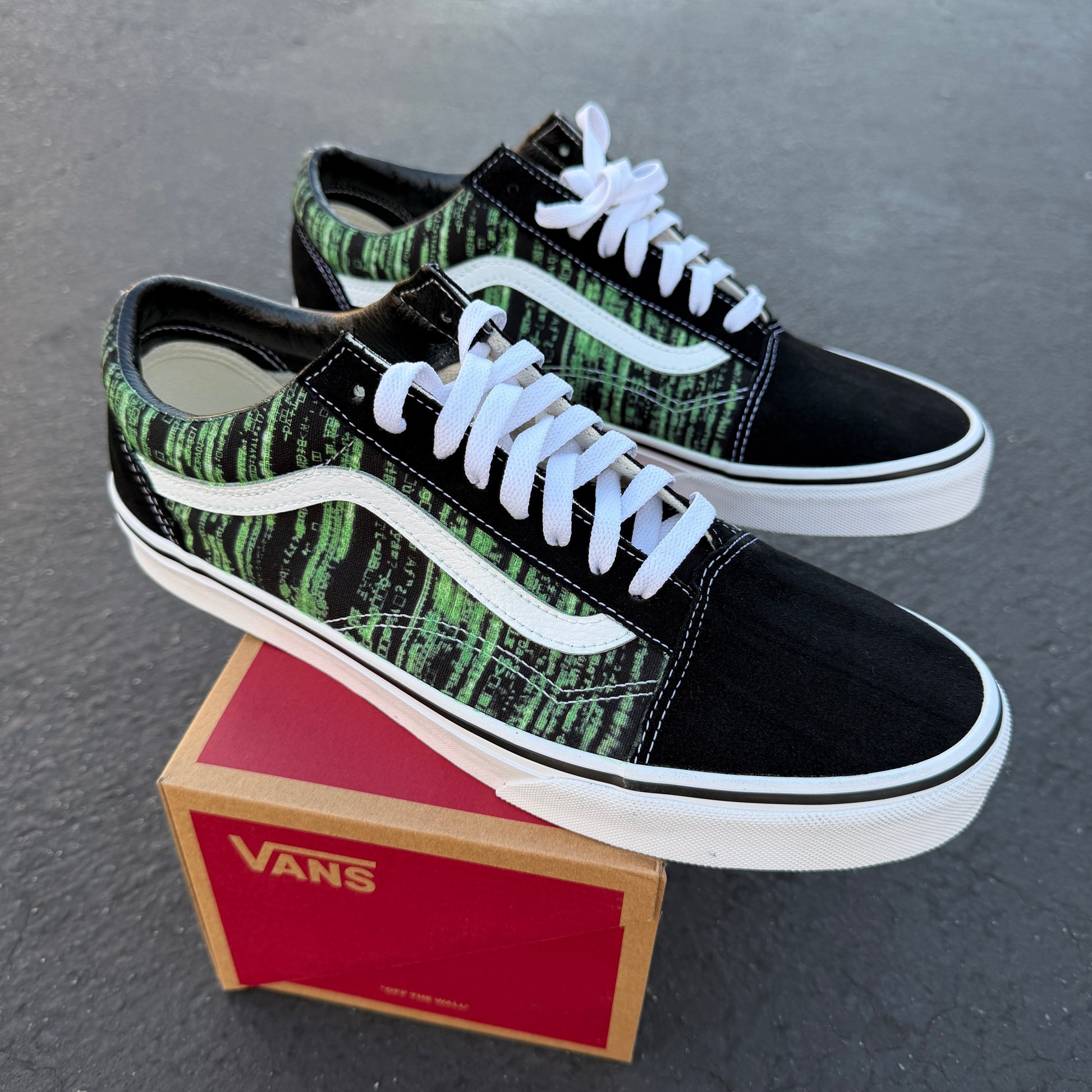 matrix code digital rain vans old skool sneaker custom