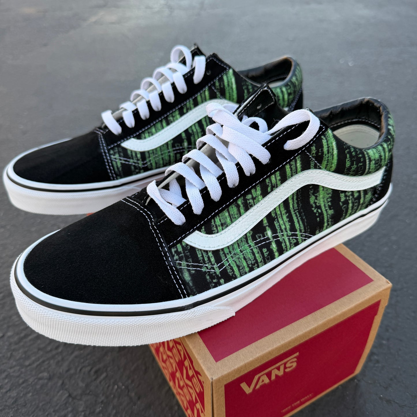 matrix code digital rain vans old skool sneaker custom