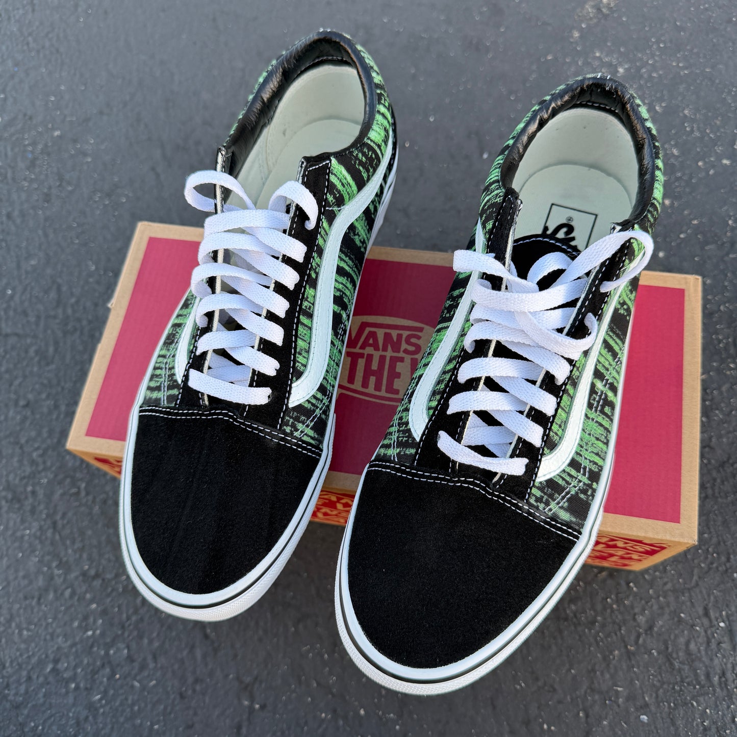 matrix code digital rain vans old skool sneaker custom