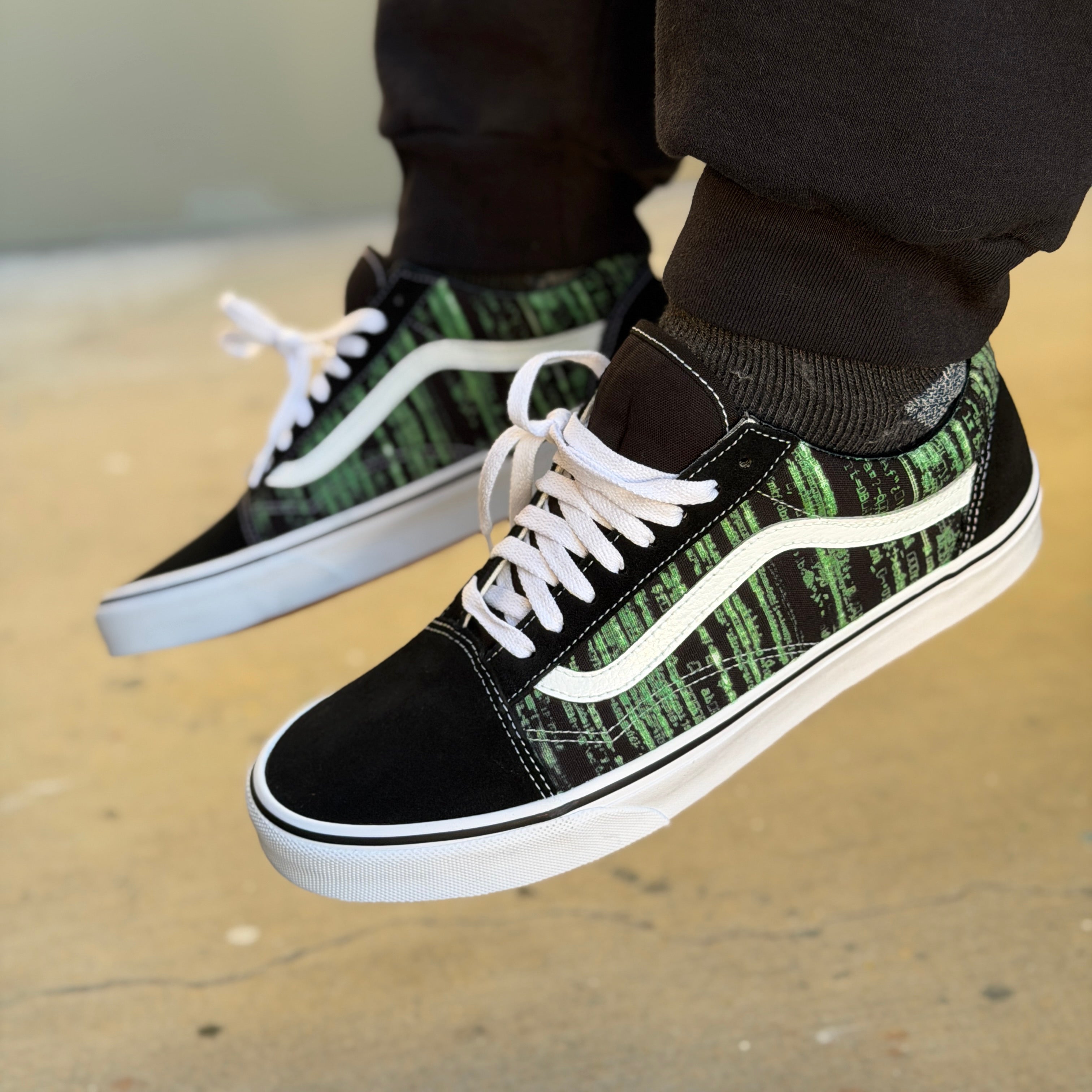 Matrix Code Digital Rain Vans Old Skool Sneakers - Men's and Women's L ...