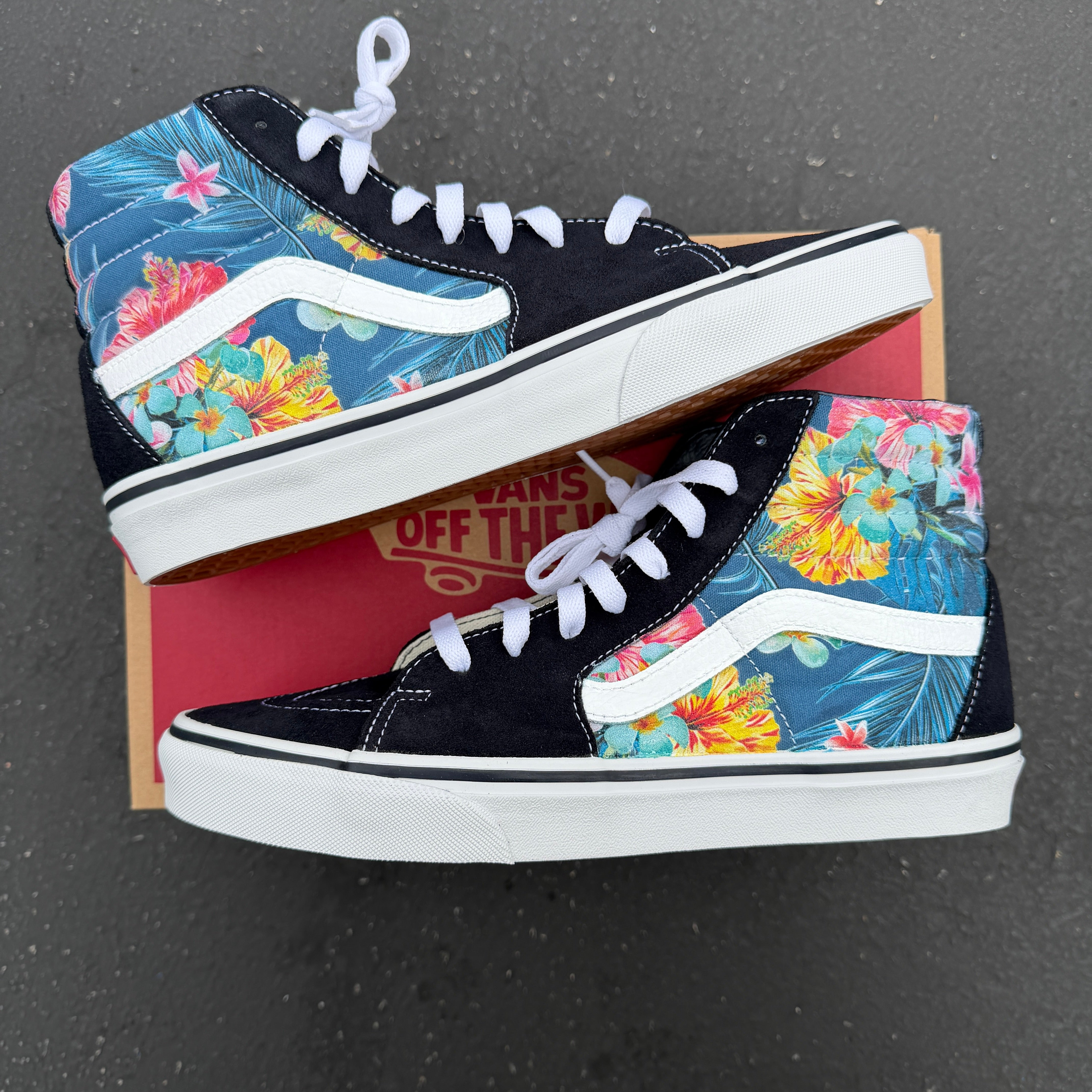VANS SK8-HI スケートハイ  ハラコ ジラフ柄 スニーカー Hawaiian Tropical Floral Navy Vans SK8-Hi Shoes – BlvdCustom