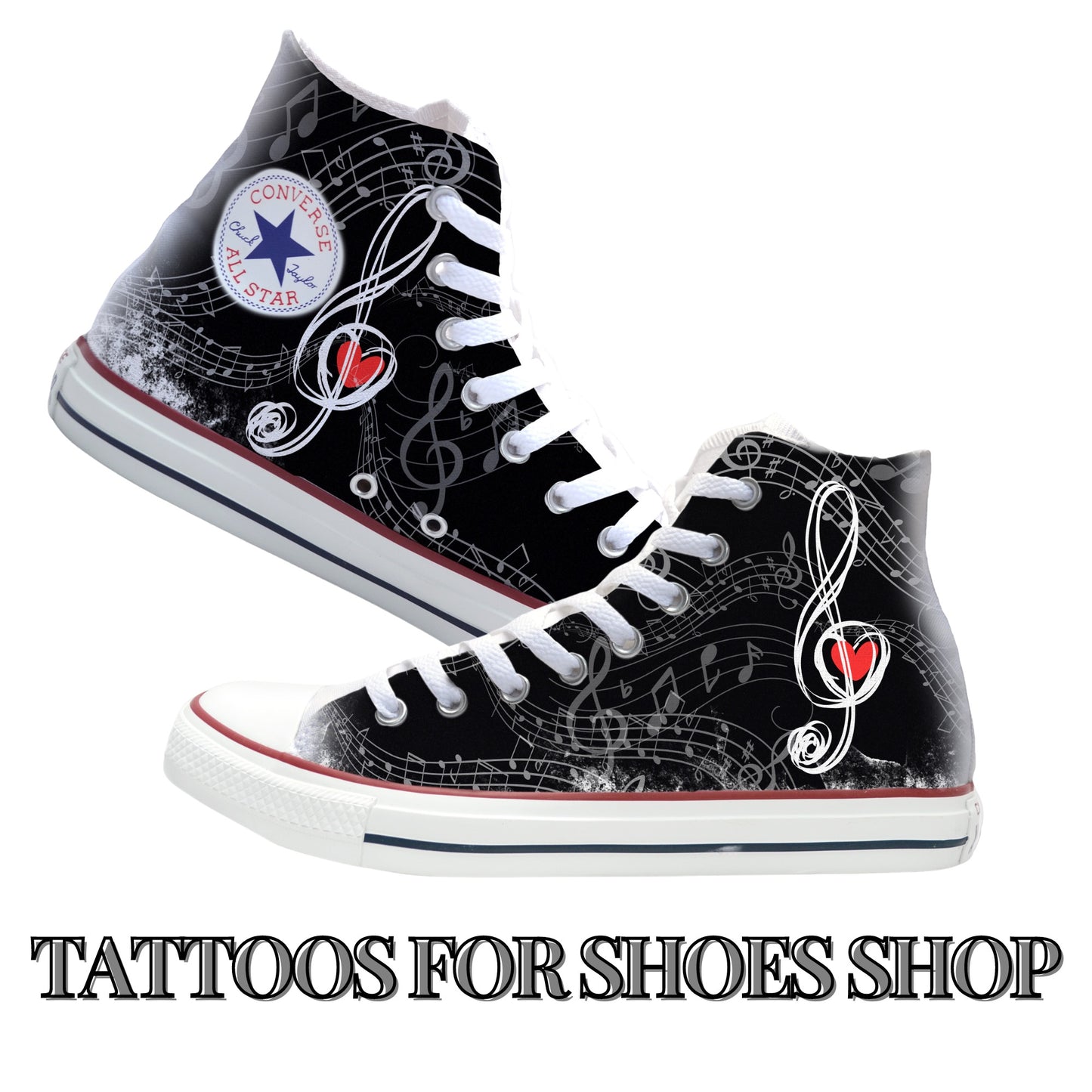 US Women's size 9 (Men's 7) White Converse High Top Custom Order