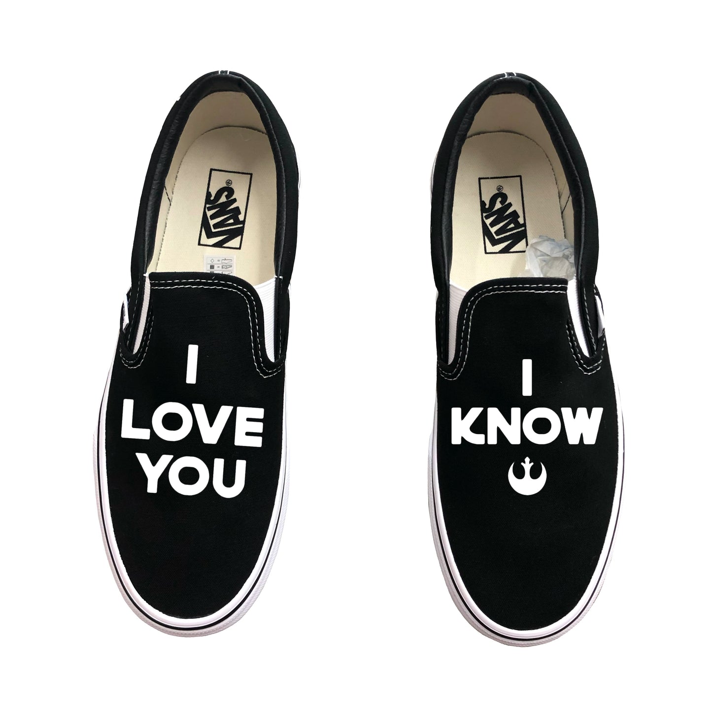 2 Pairs of Custom Vans - Custom Order - White Men's 6.5, Black Men's 11