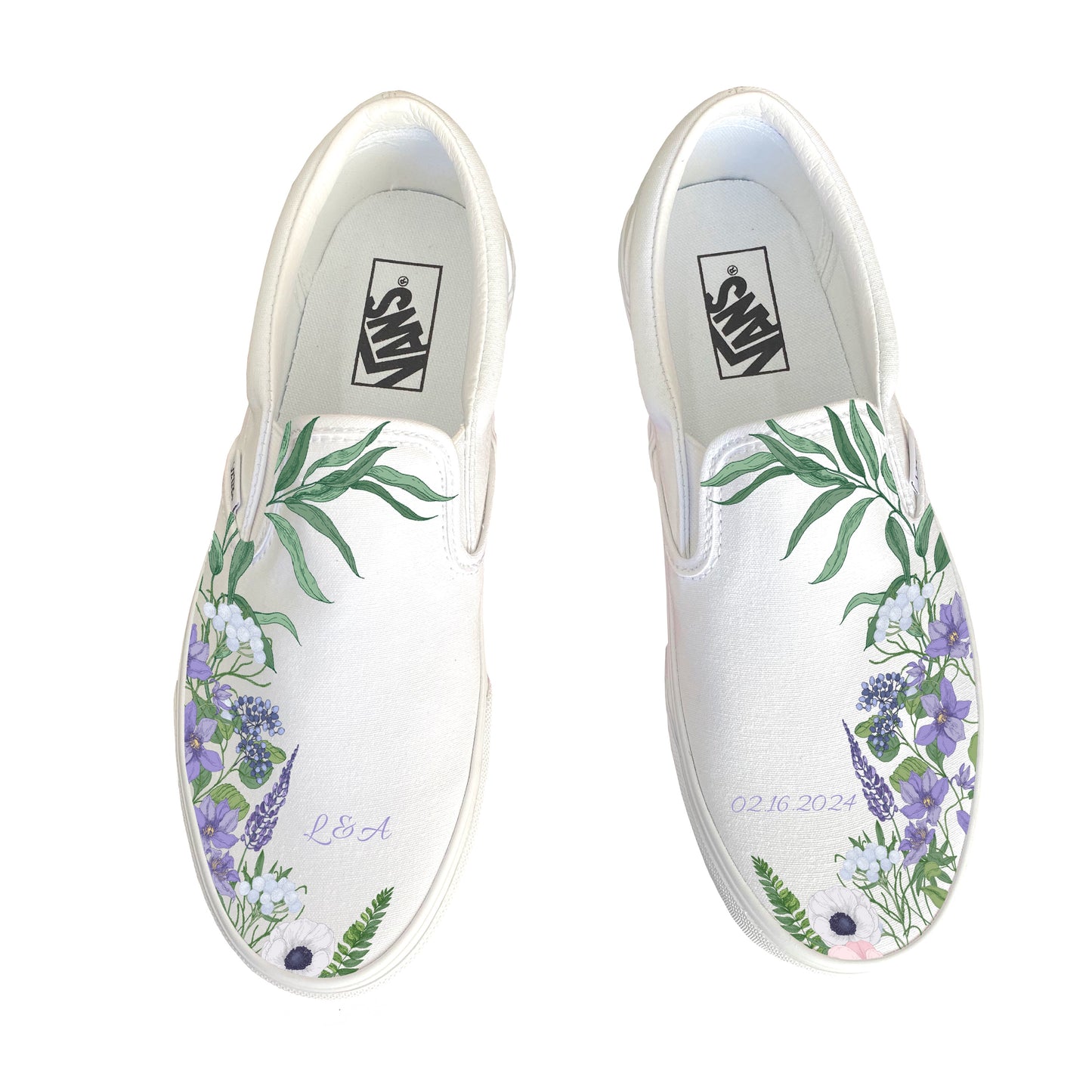 2 Pairs of Custom Vans - Custom Order - White Men's 6.5, Black Men's 11