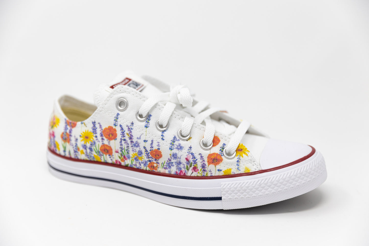 Flower Field - Custom Wedding Shoes White Converse Chuck Taylor Low Top Shoes