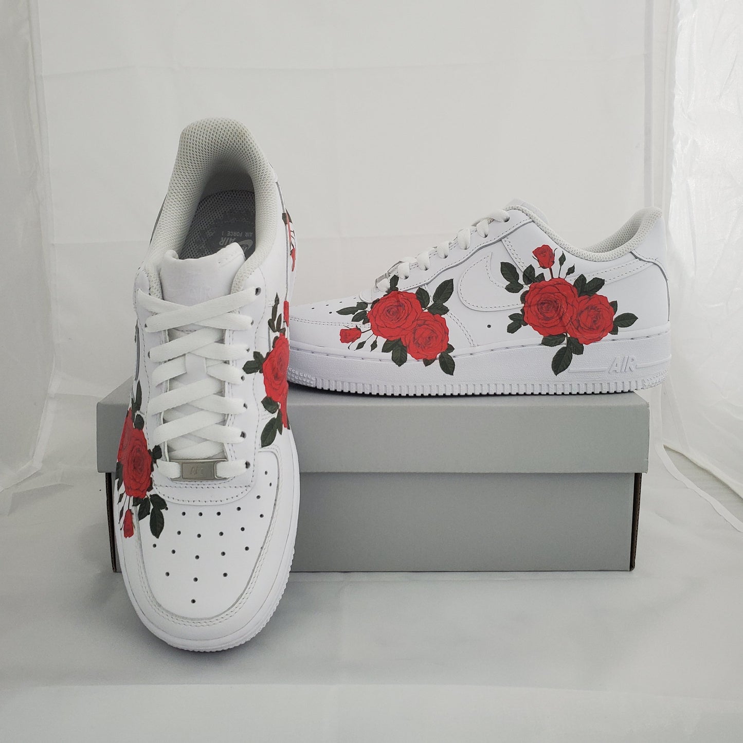 Custom Nike Air Force 1 Red Rose - Custom Nike Shoes