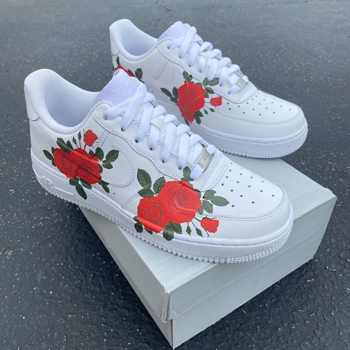 Custom Nike Air Force 1 Red Rose - Custom Nike Shoes