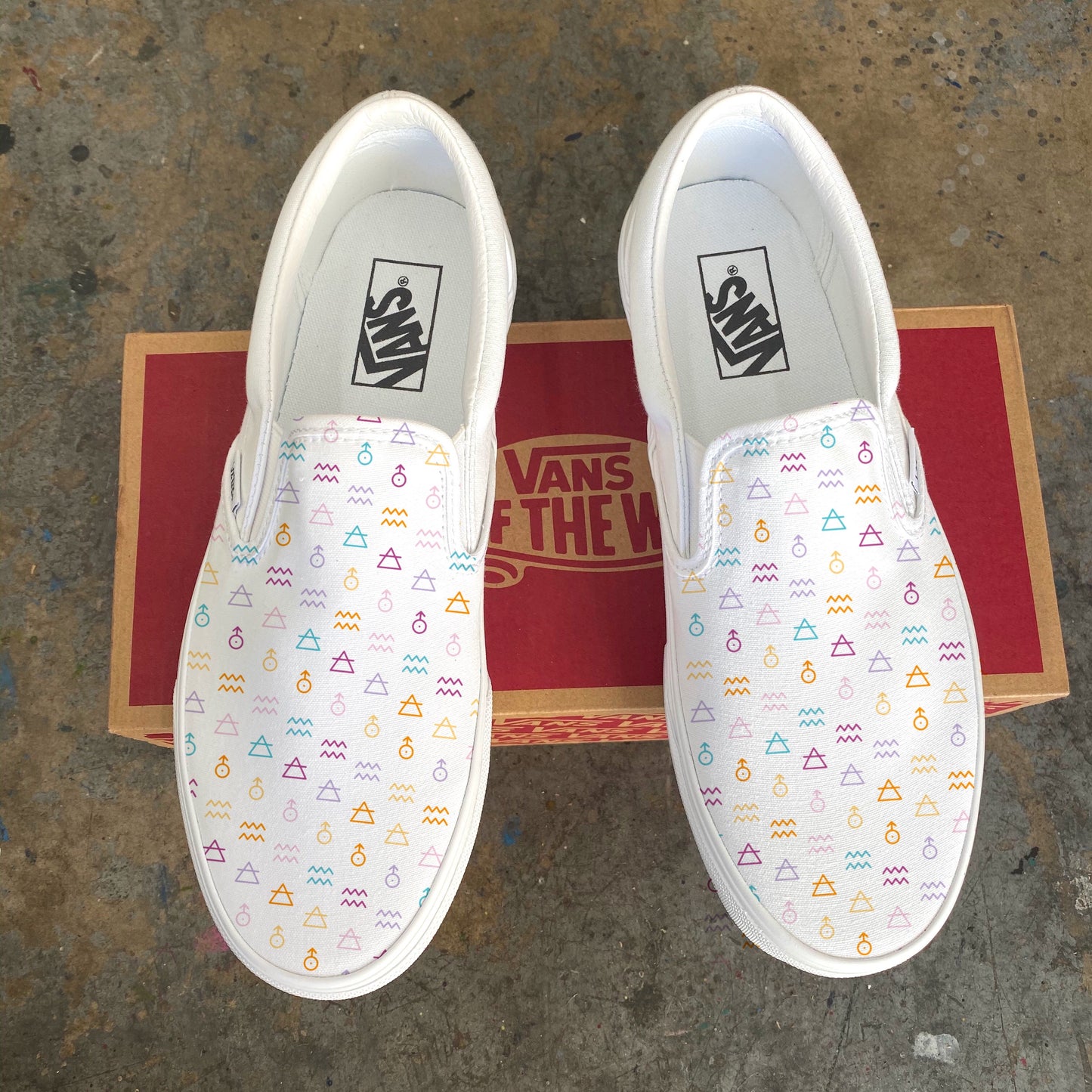 Aquarius Symbol Pattern Astrology Horoscope Zodiac - Custom White Slip On Vans - Custom Vans Shoe