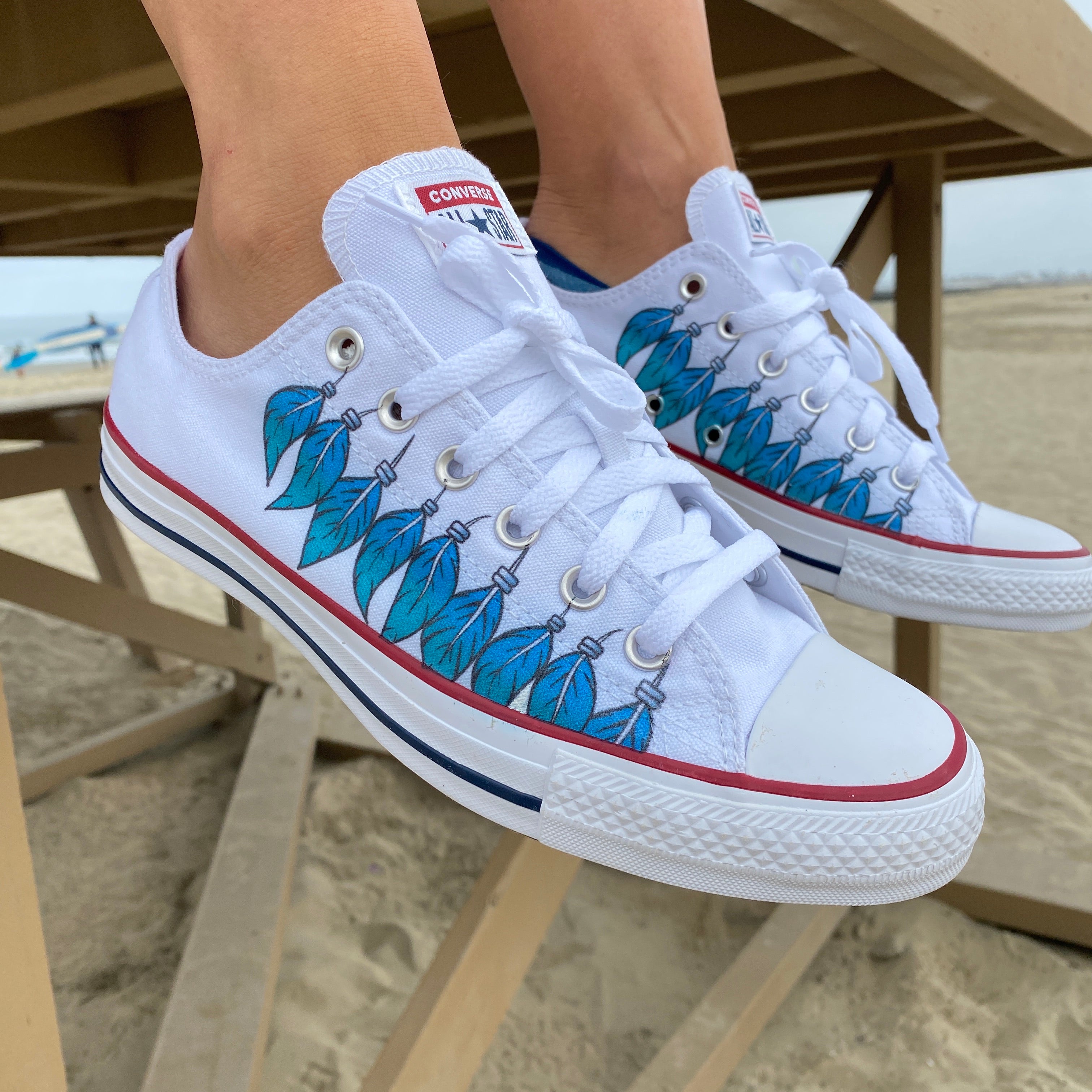 Diy Make Custom Converse Blue Feather Moccasin Inspired Custom Low