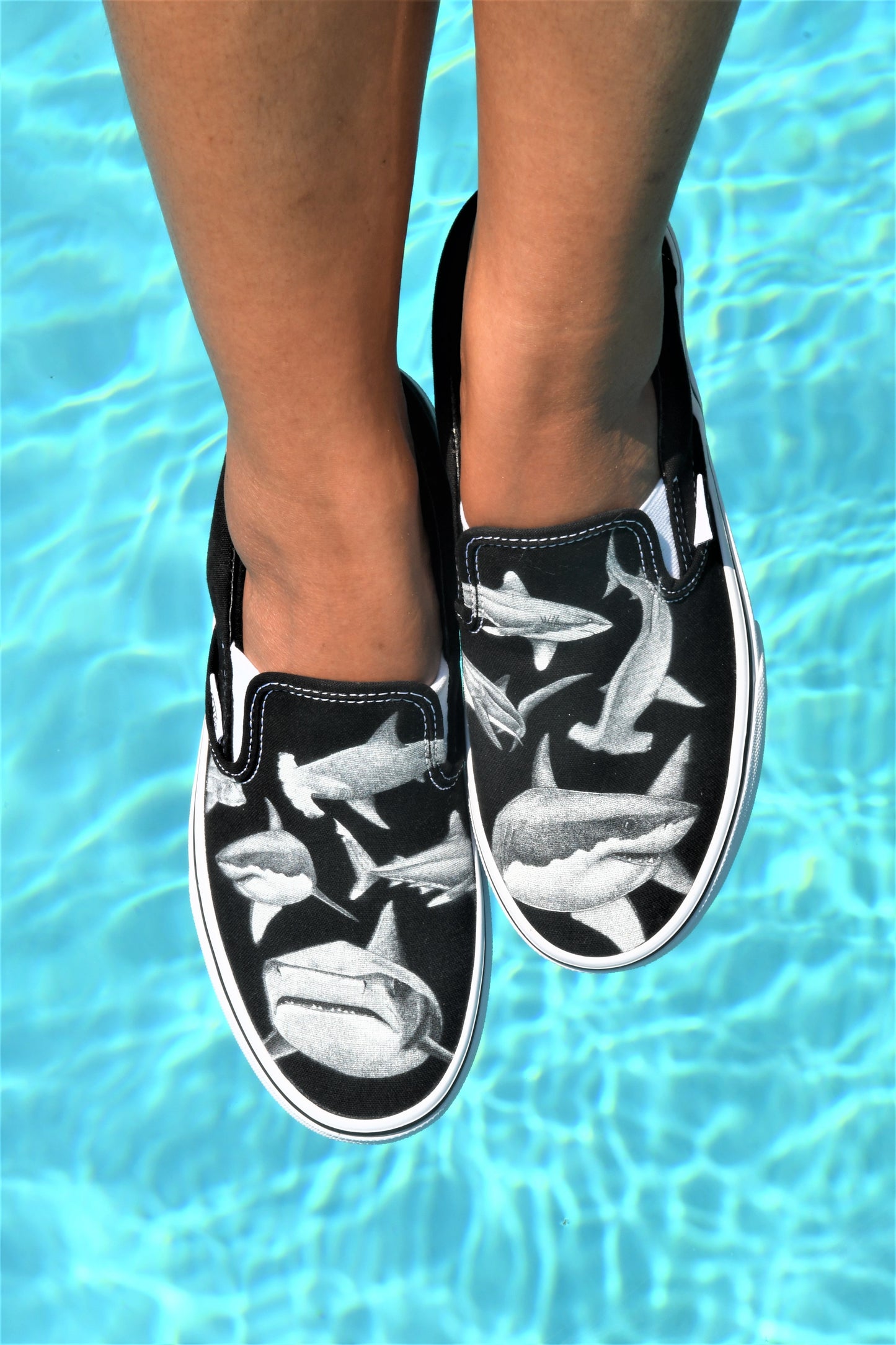 Feeding Frenzy Slip On Vans - Available in Black and White