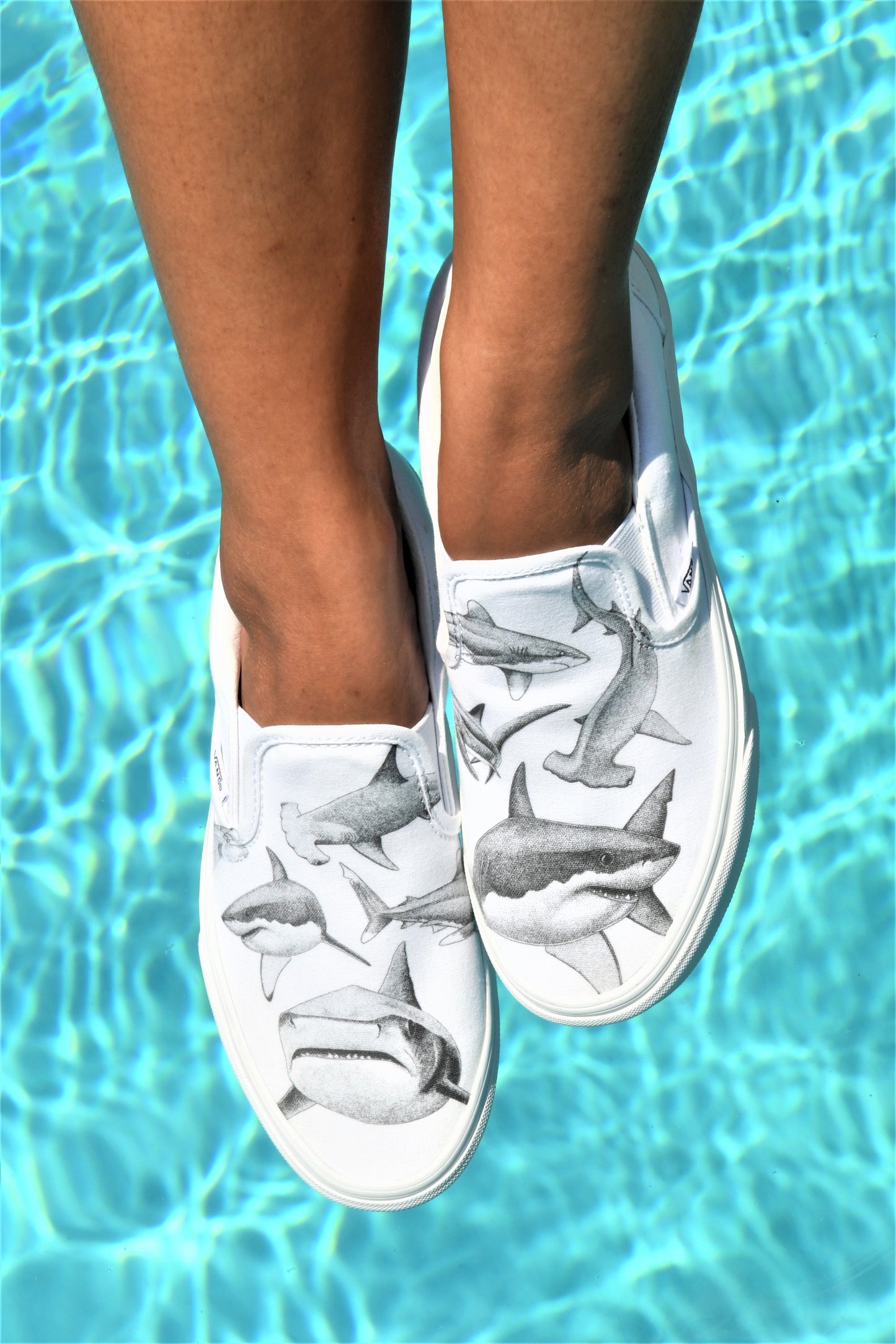 Feeding Frenzy Slip On Vans - Available in Black and White